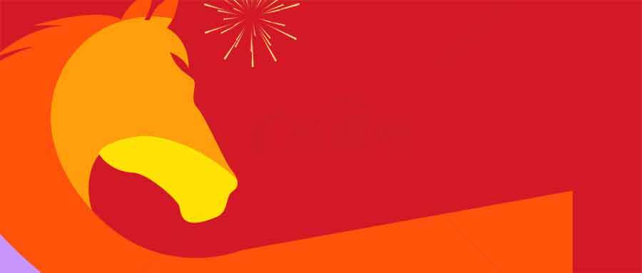 红色背景的抽象马插画设计素材