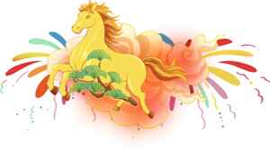 奔腾的金色骏马插画设计