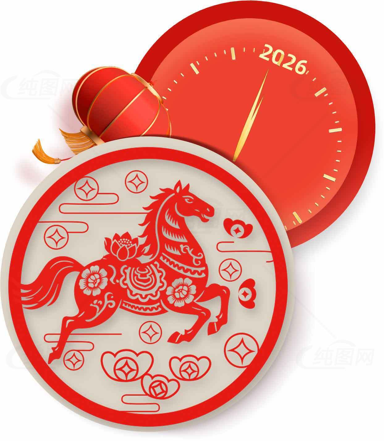 2026年生肖马新年红色主题设计图片素材