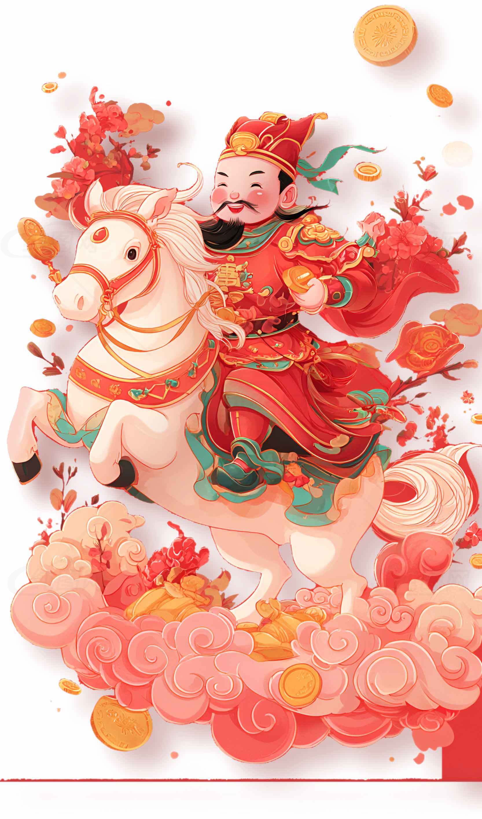 财神骑马贺新春插画设计素材