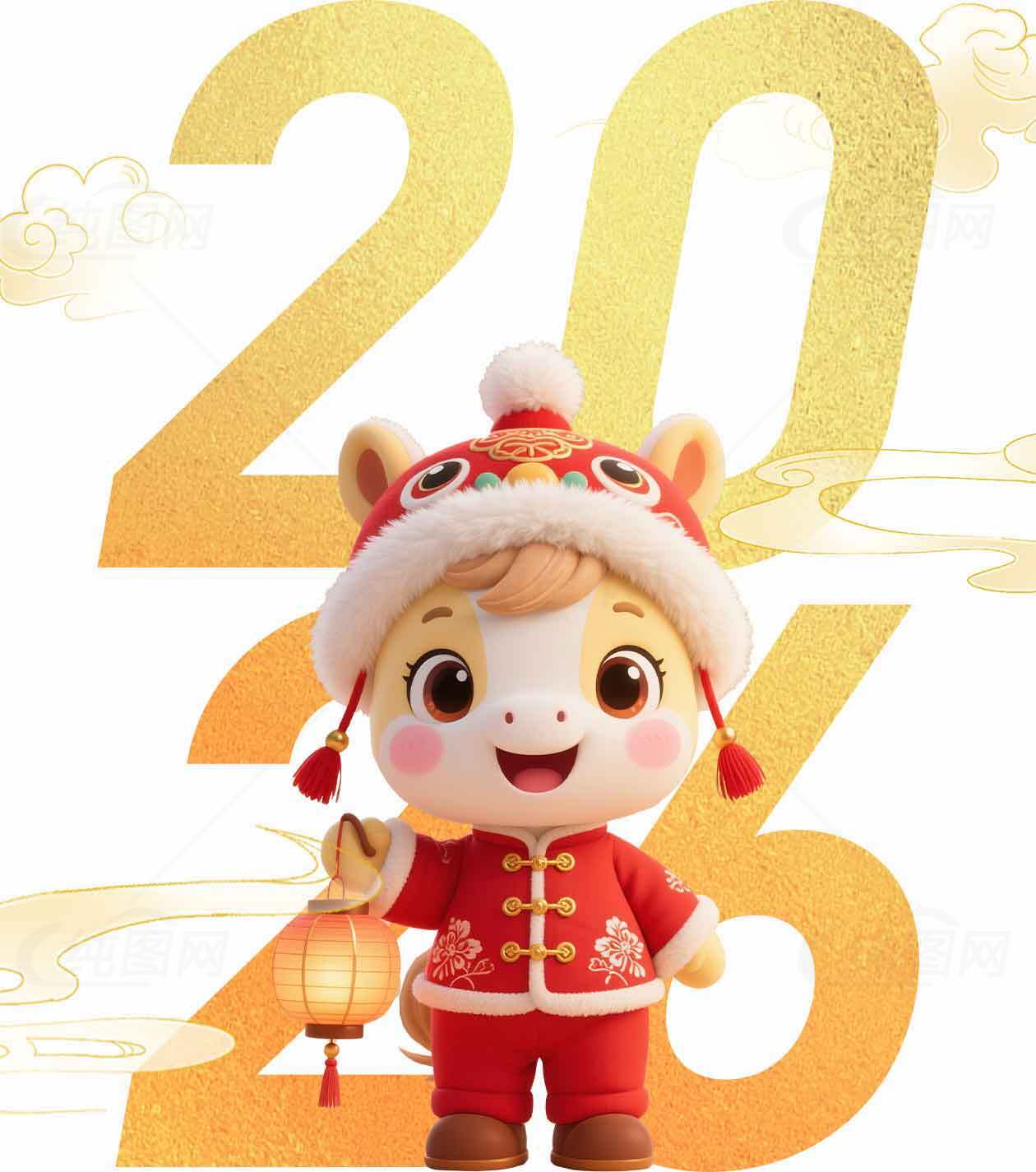 2026年可爱卡通生肖形象新年贺图素材