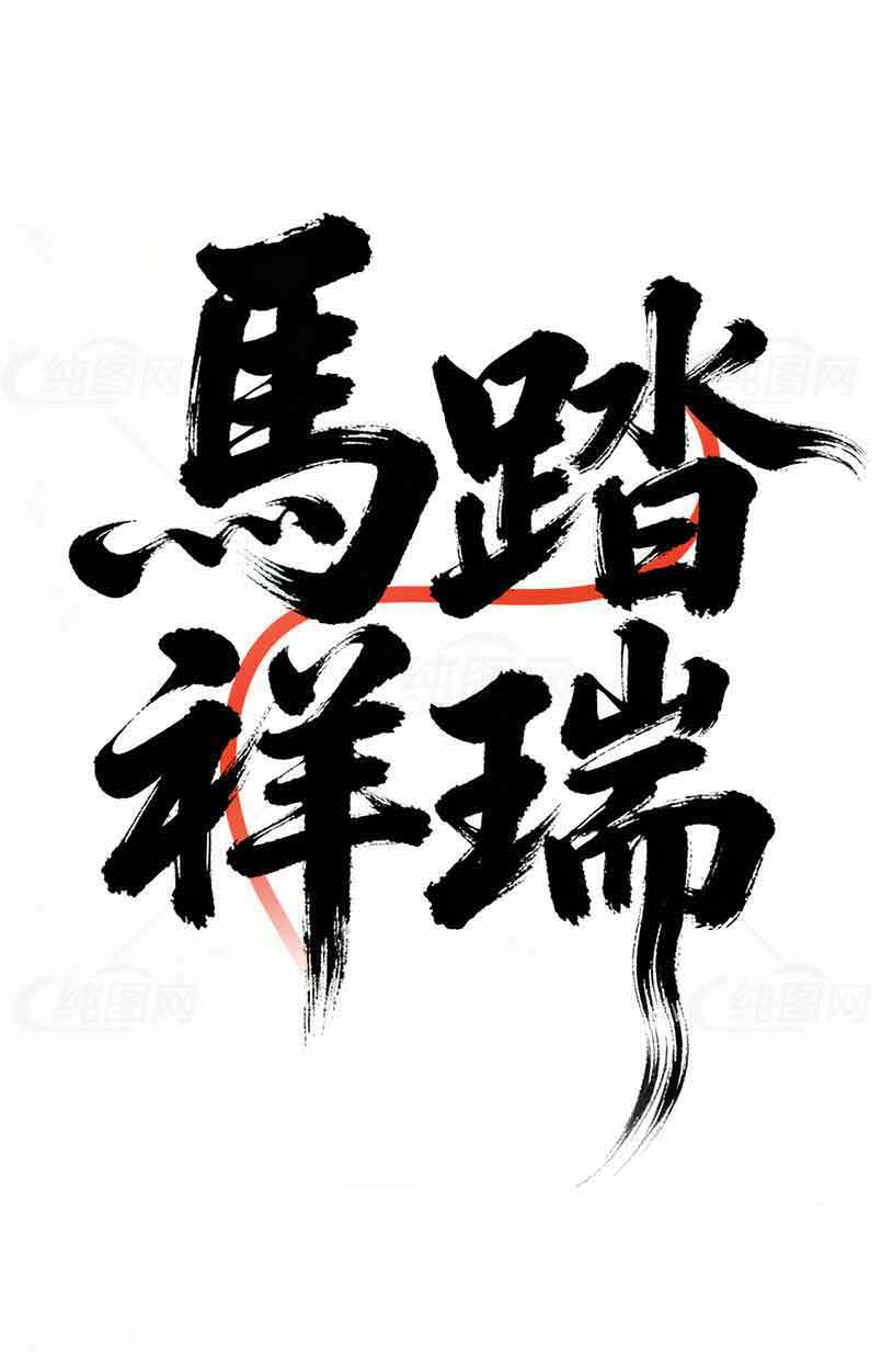 马踏祥瑞书法艺术图片素材