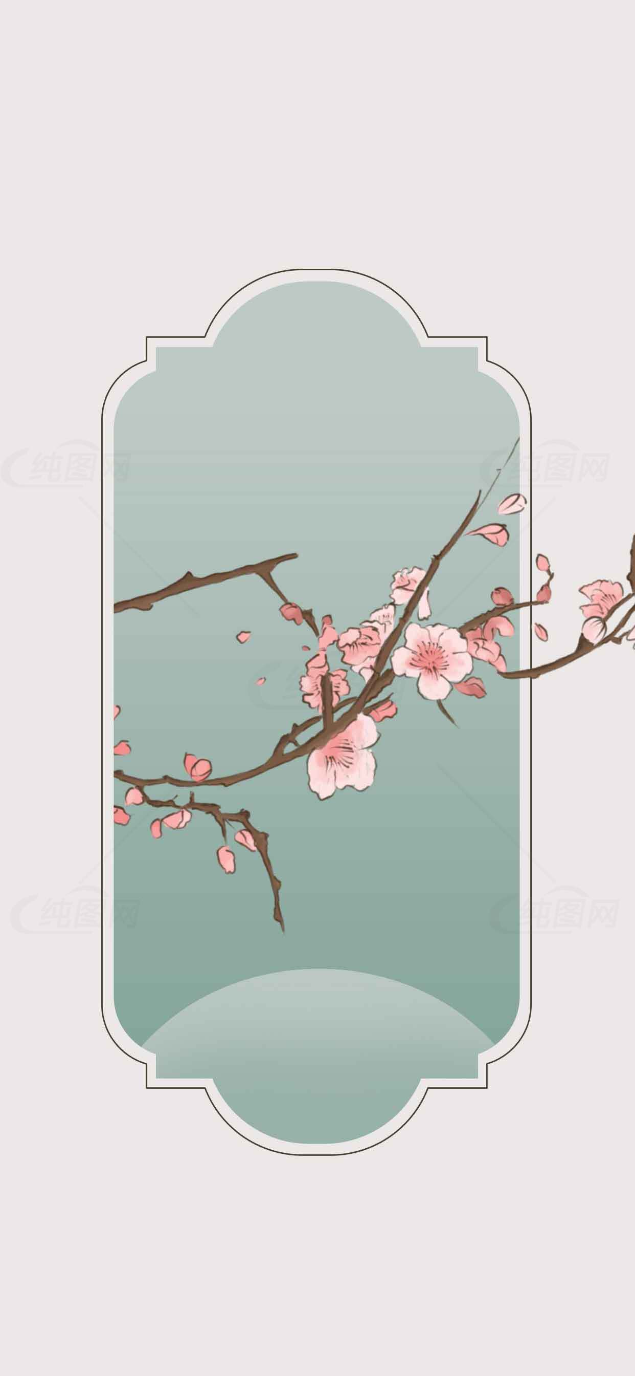 唯美中国风梅花插画背景图片素材