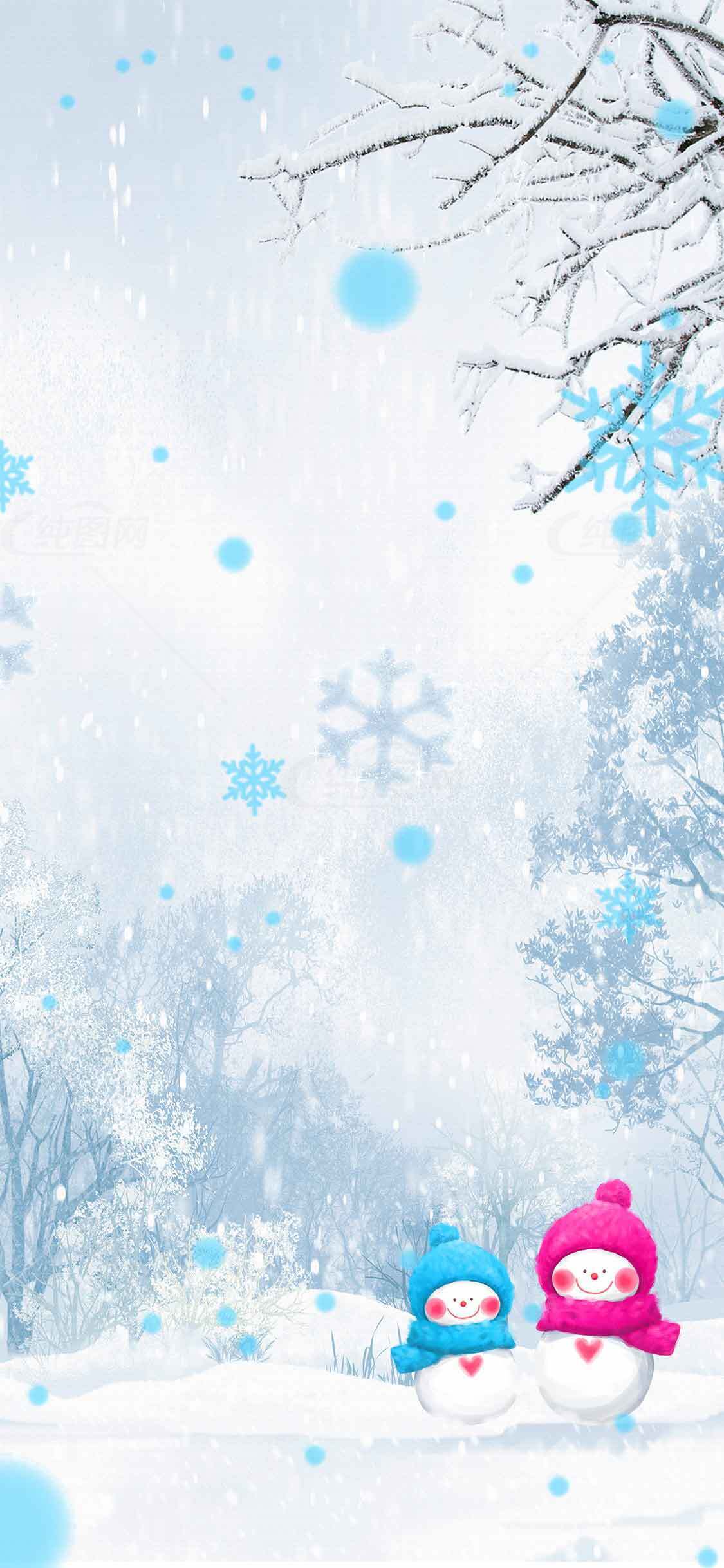 冬季雪景可爱雪人壁纸素材