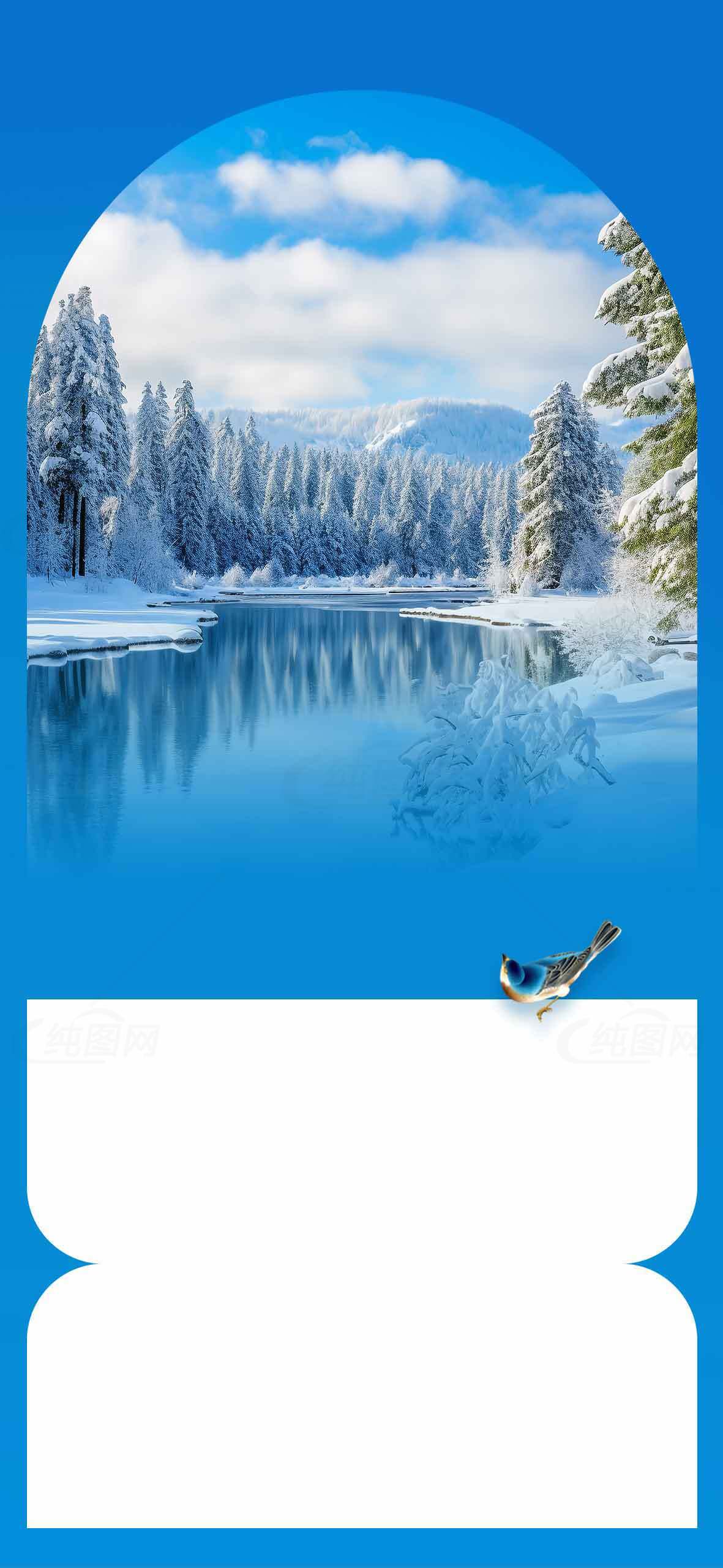 冬季湖泊雪景风光高清壁纸下载素材