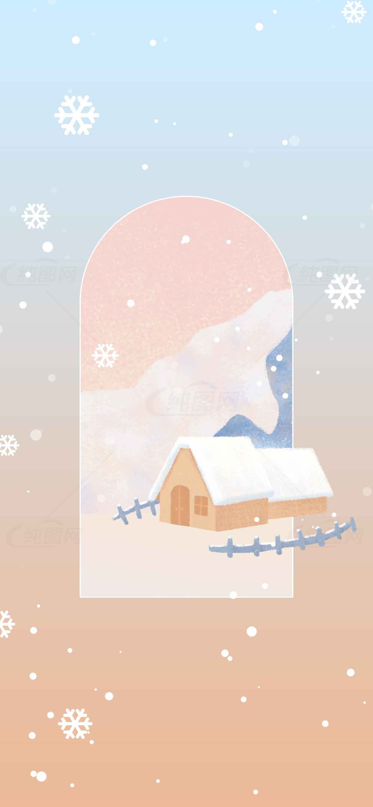 冬日雪景插画背景图片素材