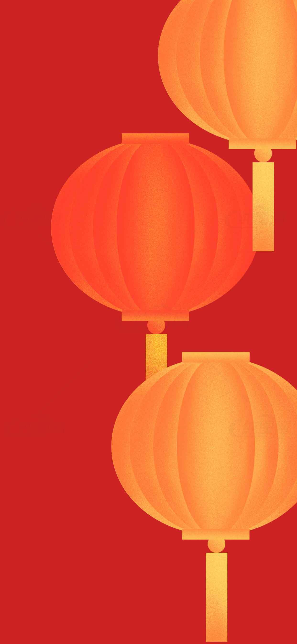 红色背景的中国传统灯笼插画设计素材