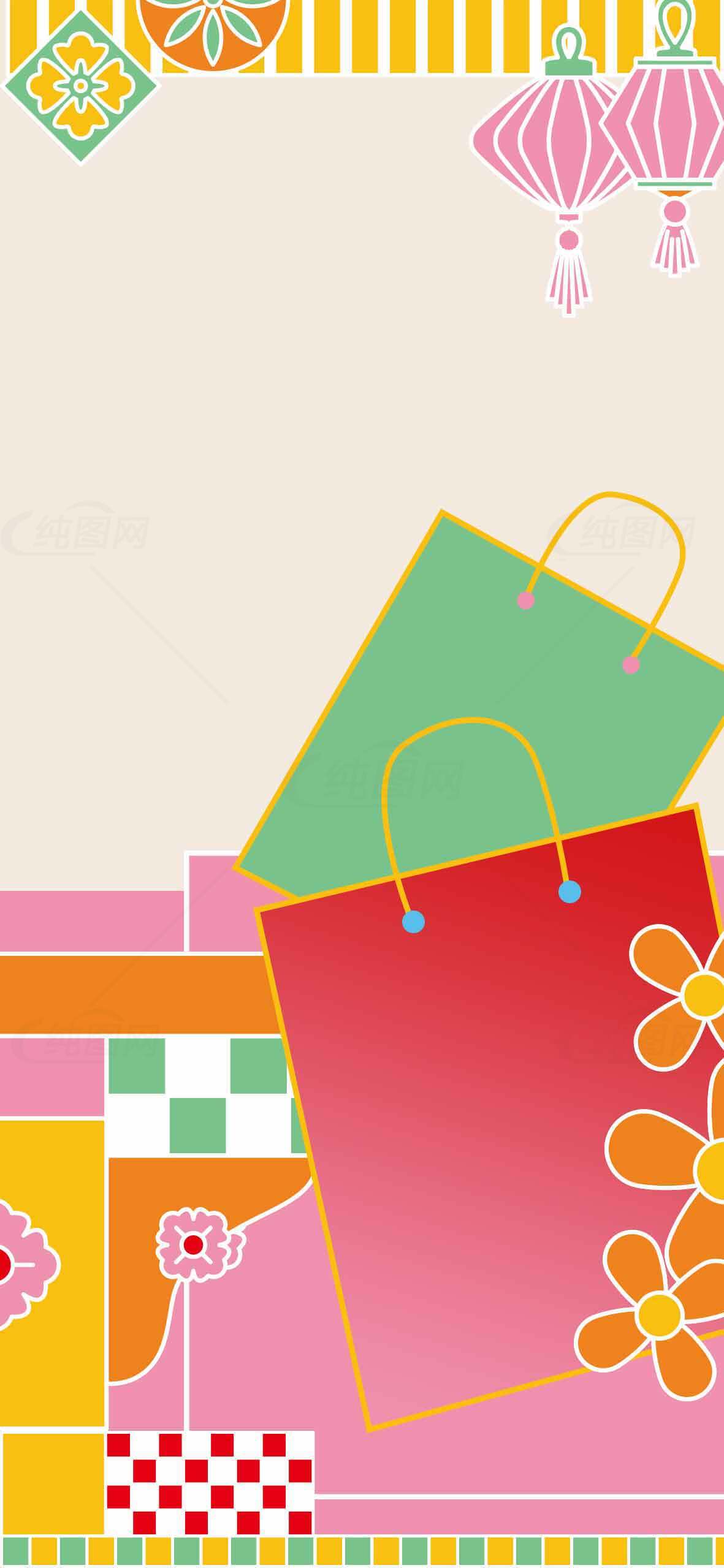 彩色购物袋背景设计图片素材