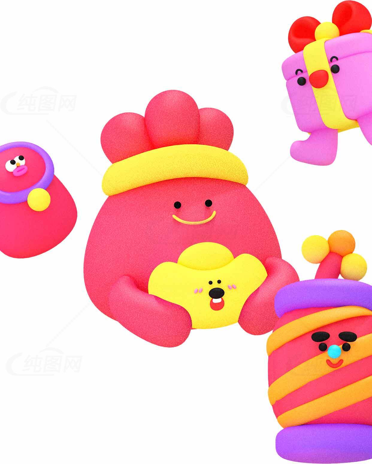 可爱卡通黏土手工创意设计图片素材