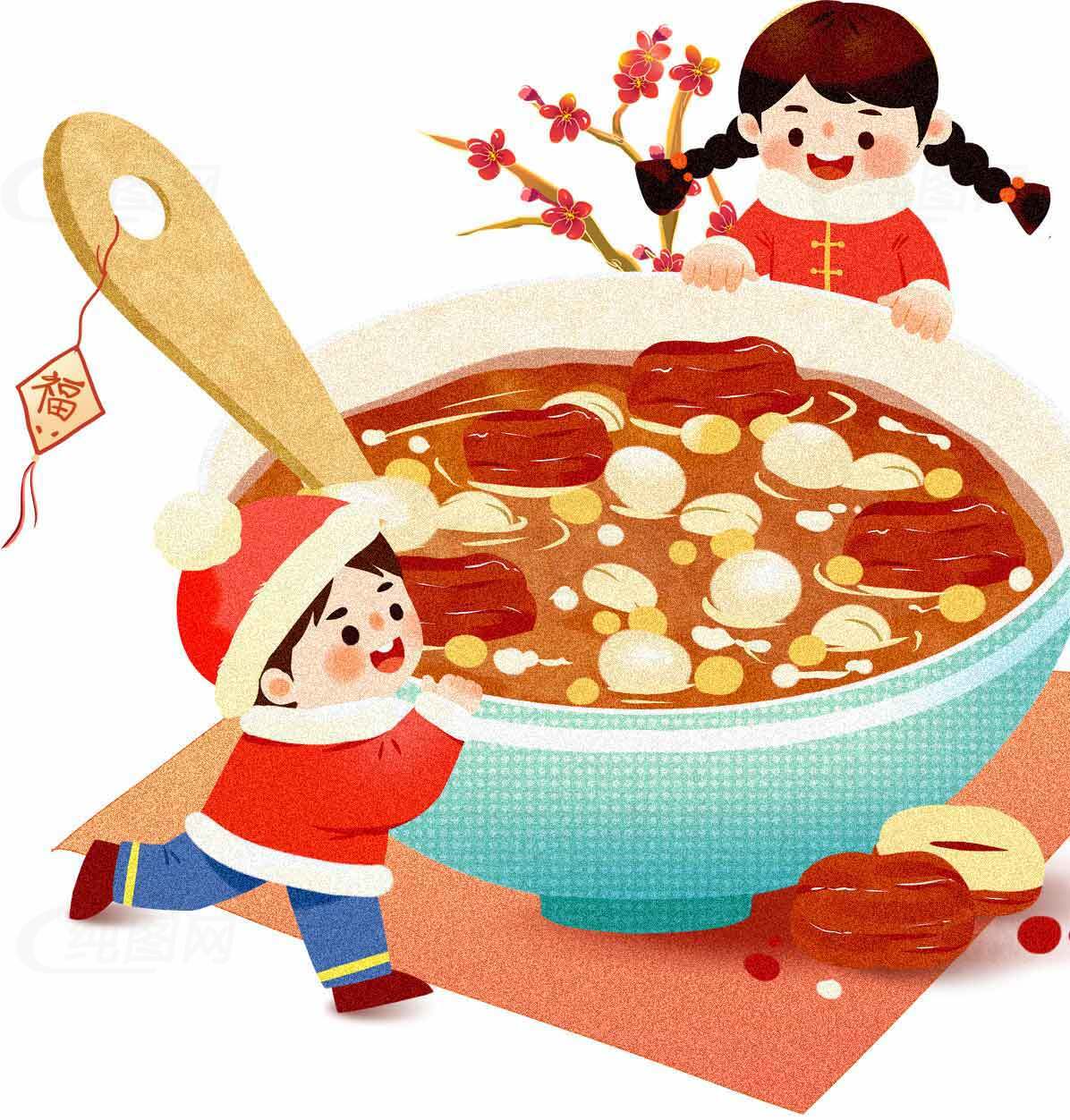 传统节日美食：腊八粥插画设计素材