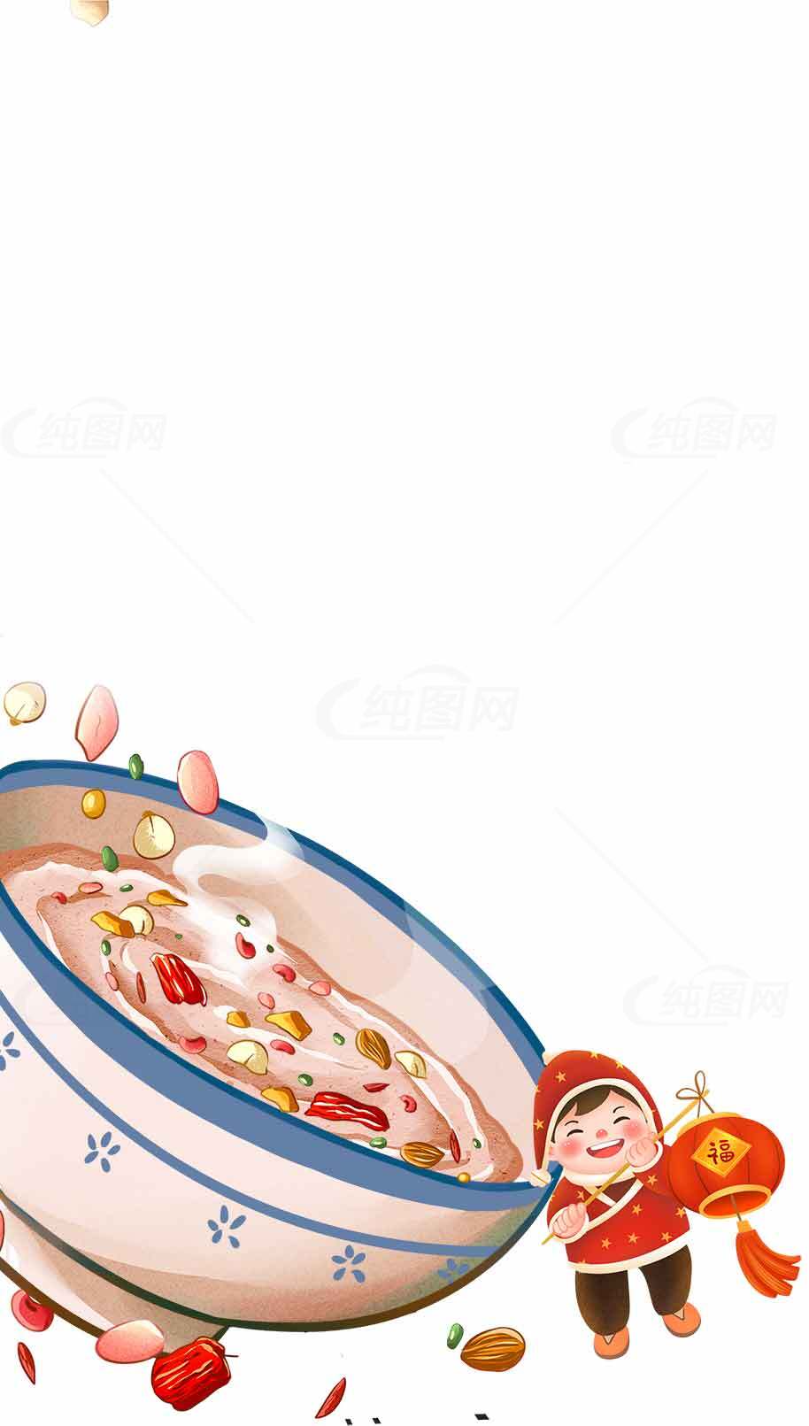 腊八节传统美食插画：腊八粥与节日氛围素材