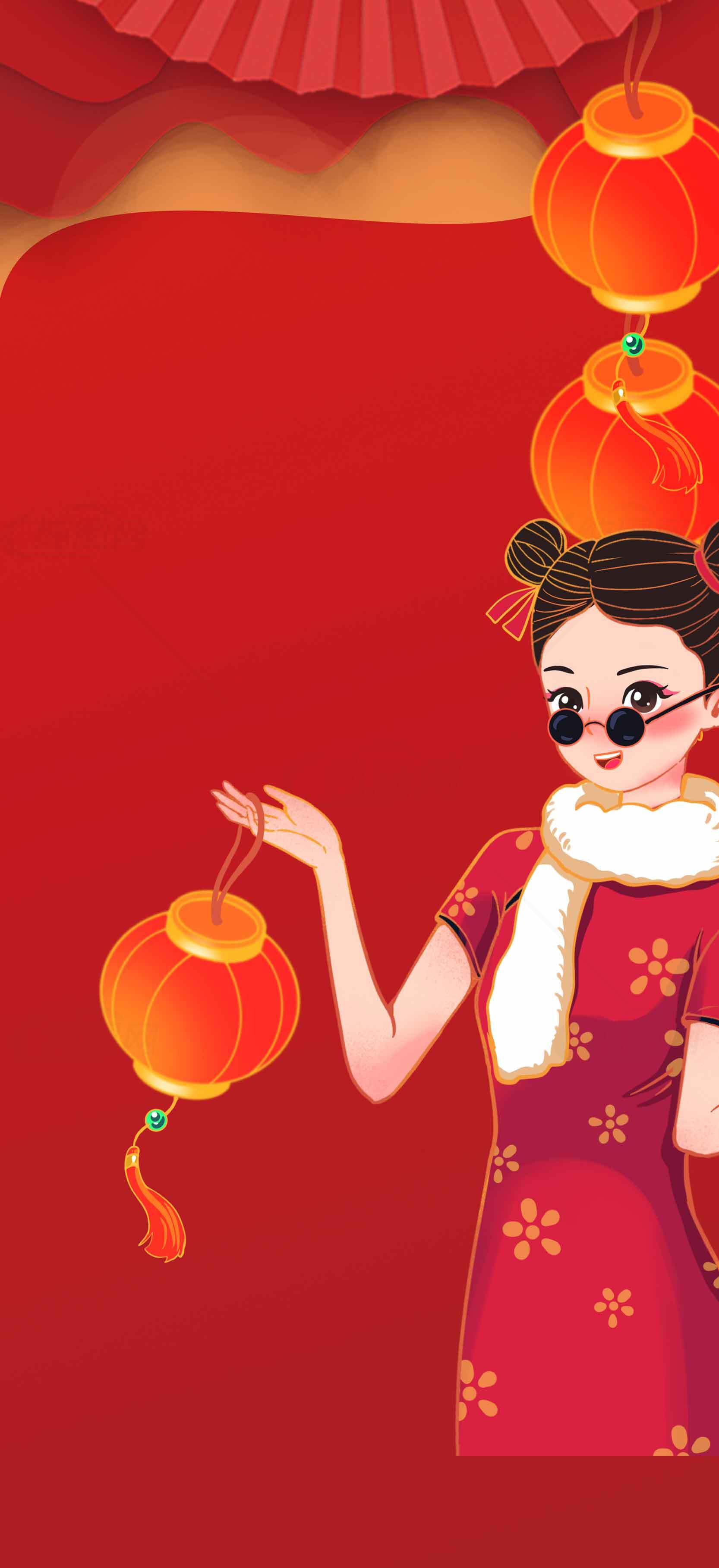 中国传统灯笼与节日庆祝插画素材