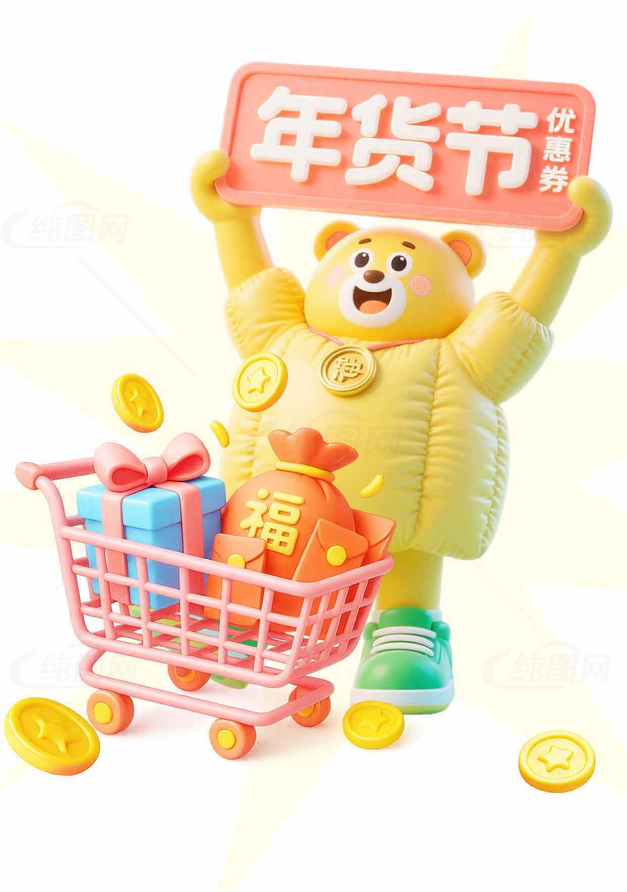 年货节促销卡通形象设计素材