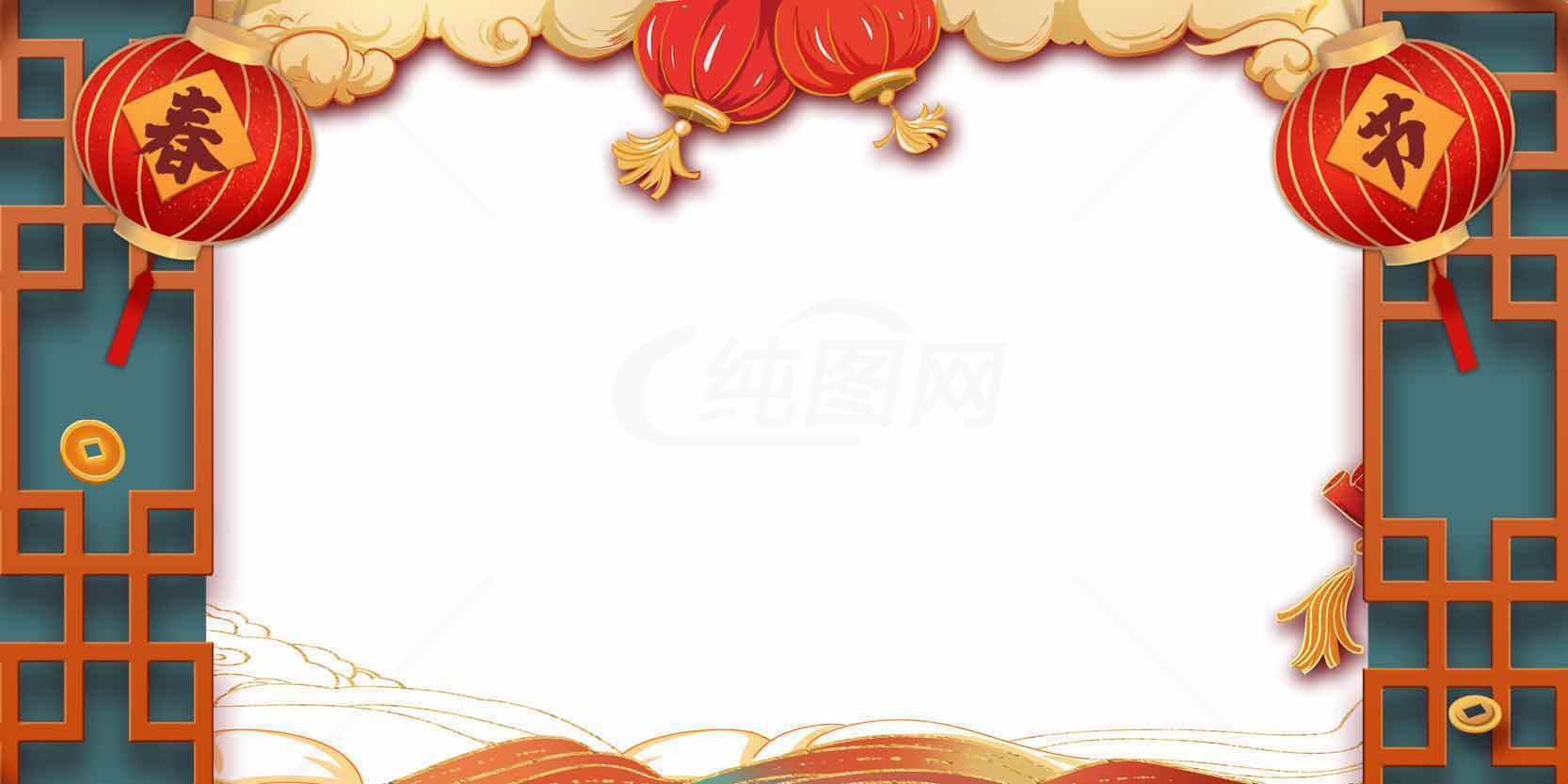 中国风红色灯笼边框背景素材图片