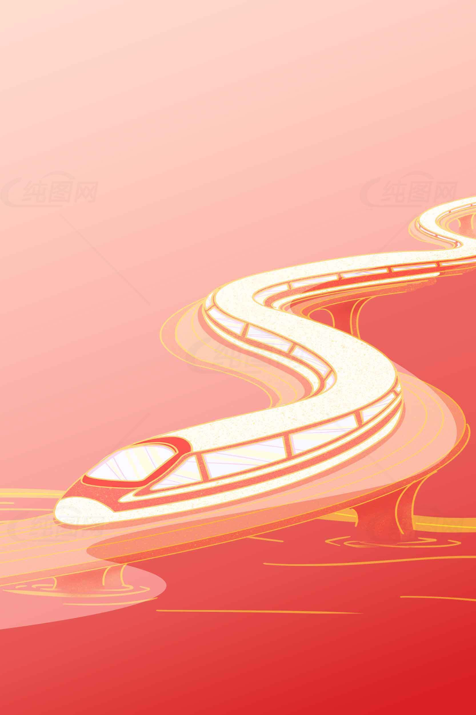 高速列车未来科技背景插画素材