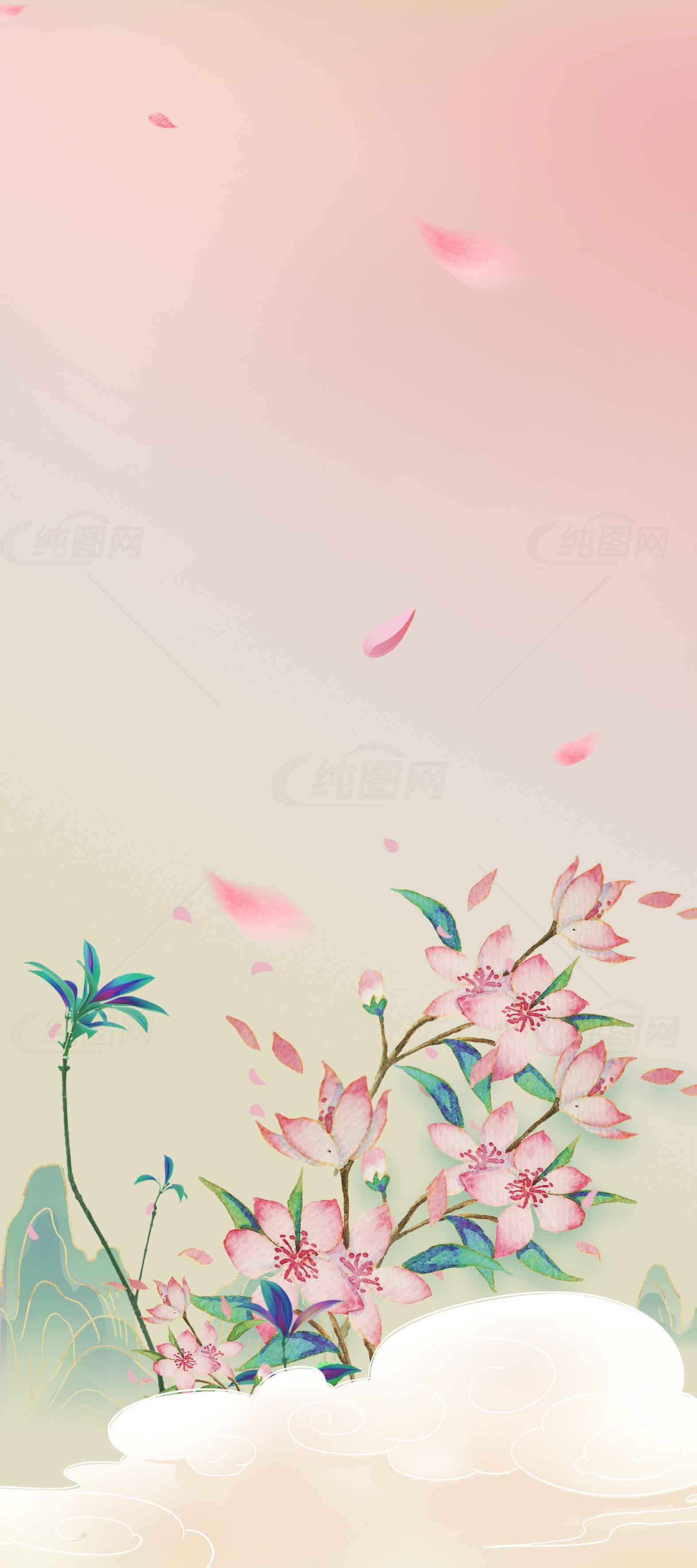 唯美中国风桃花背景图片素材