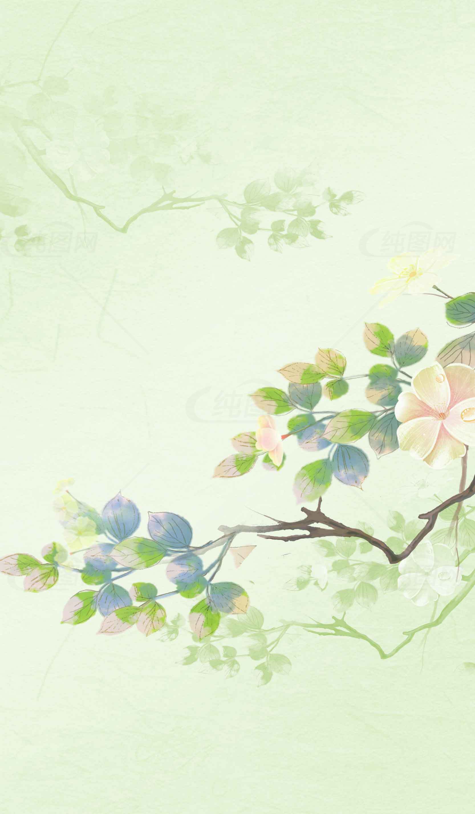 清新自然风格手绘花卉背景图片素材
