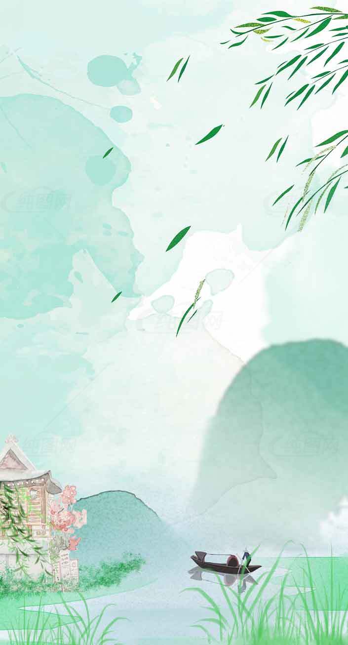 中国风水墨山水画唯美背景图片素材