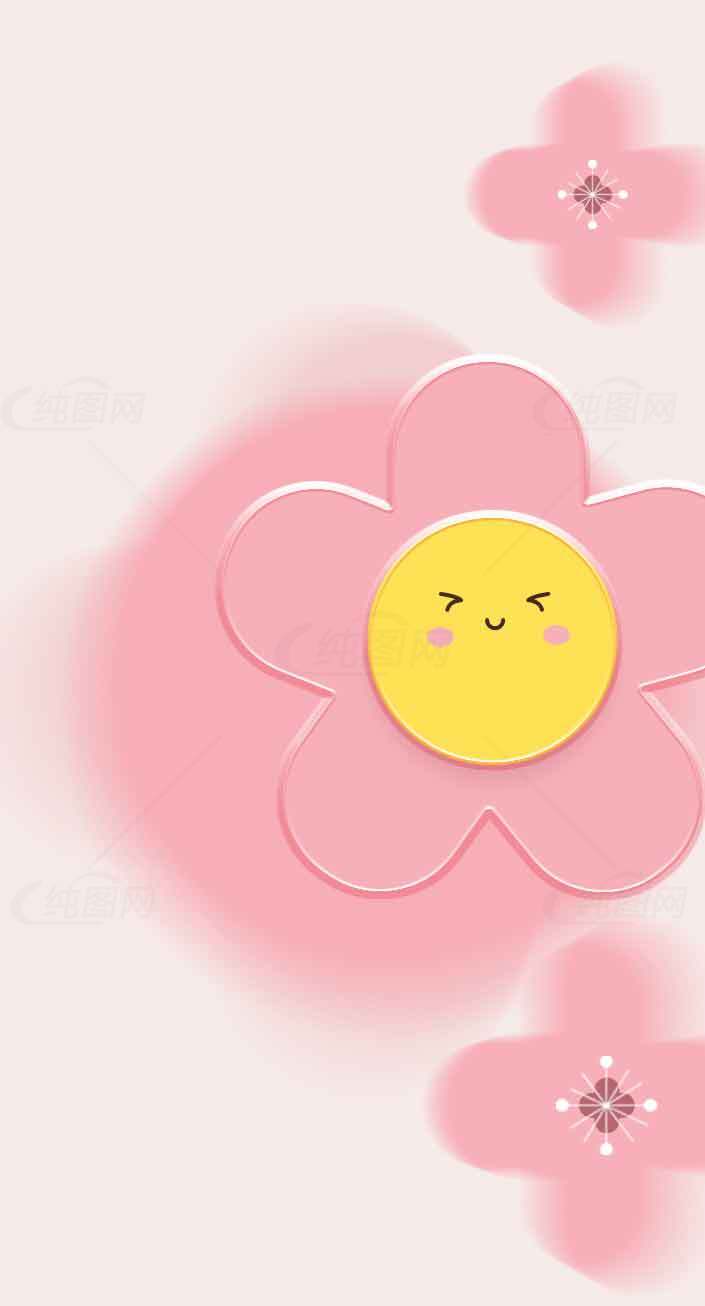 可爱卡通粉色花朵壁纸背景图片素材