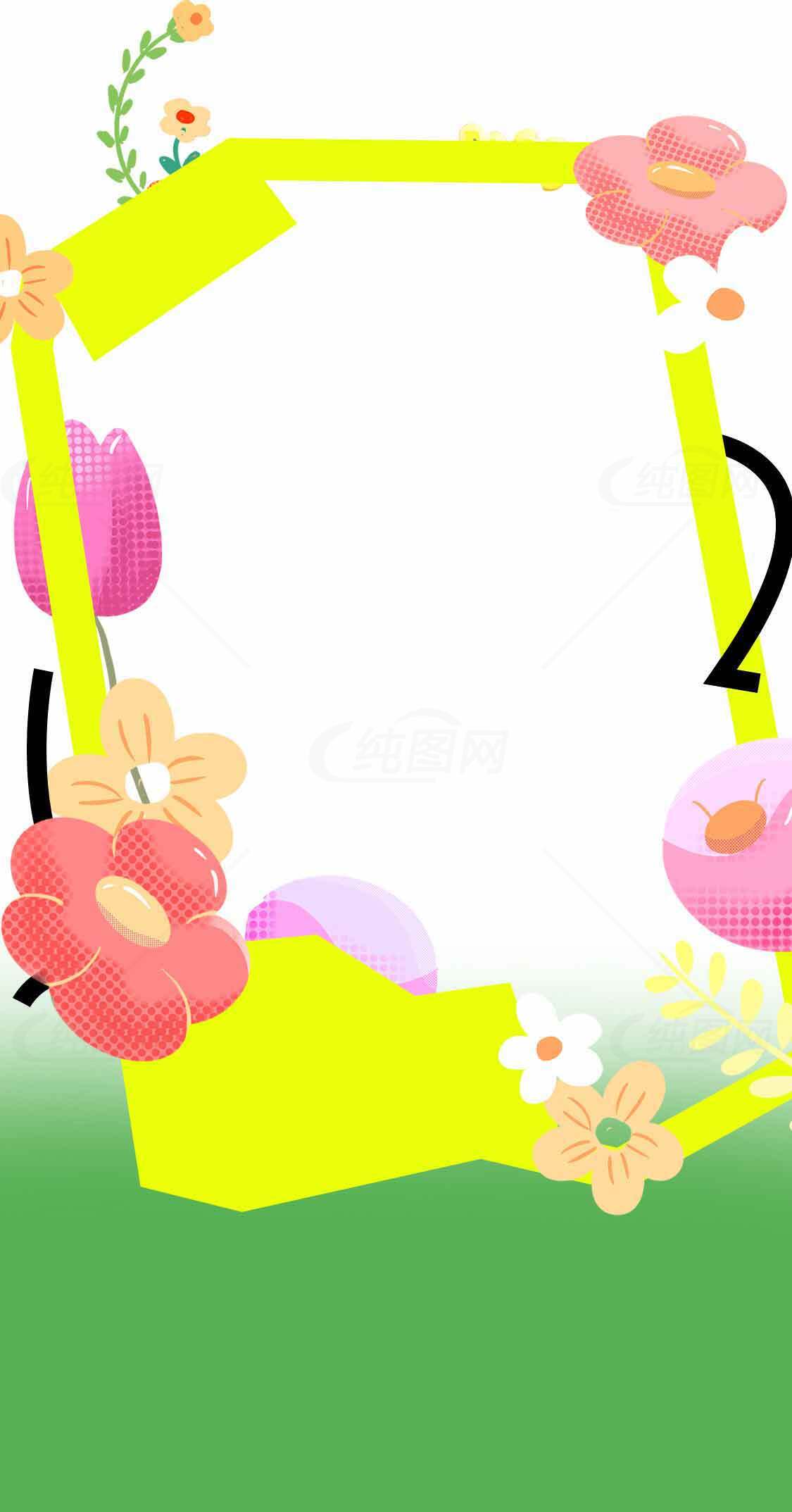 春季花卉装饰边框设计图片素材