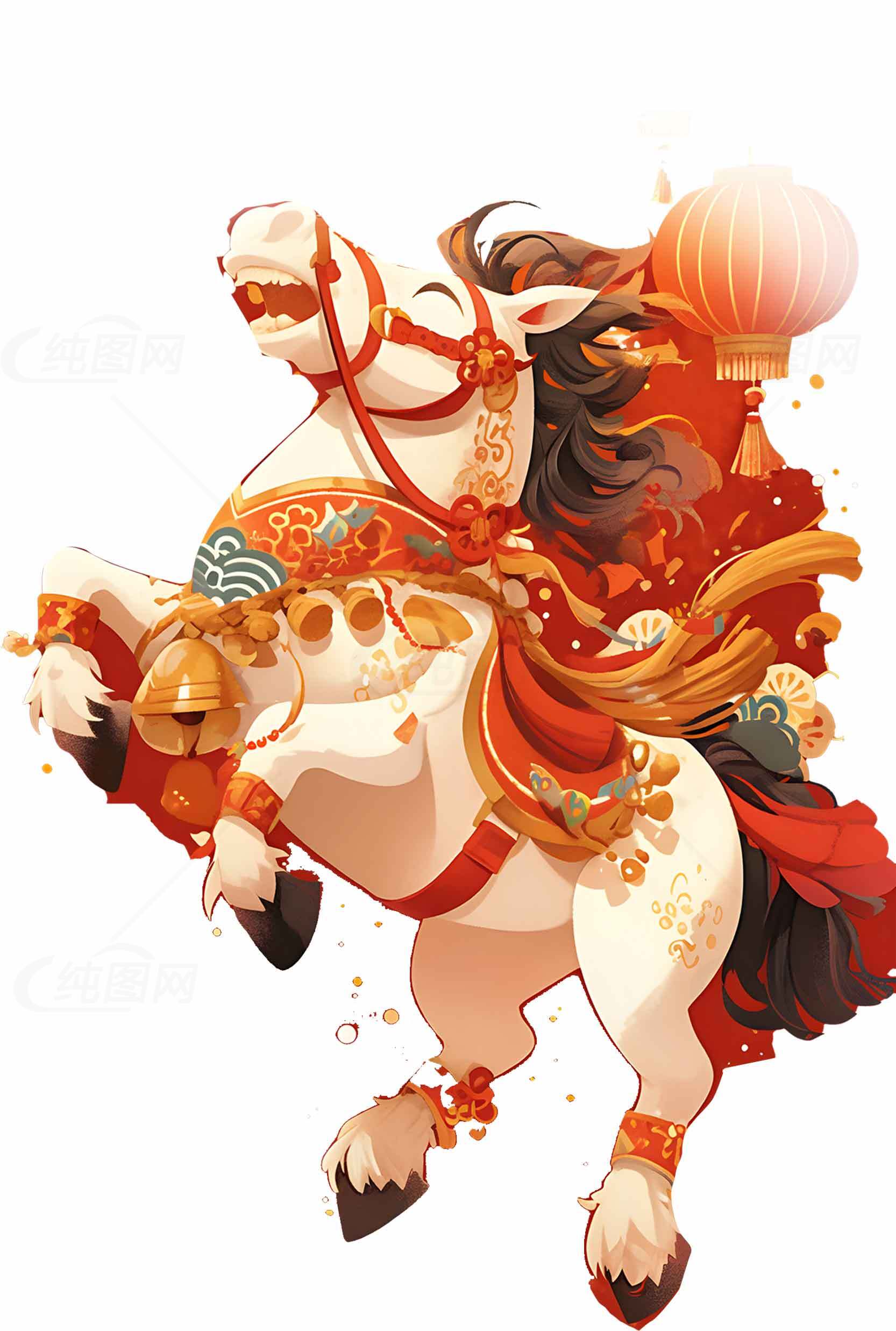 喜庆中国风马年插画设计素材