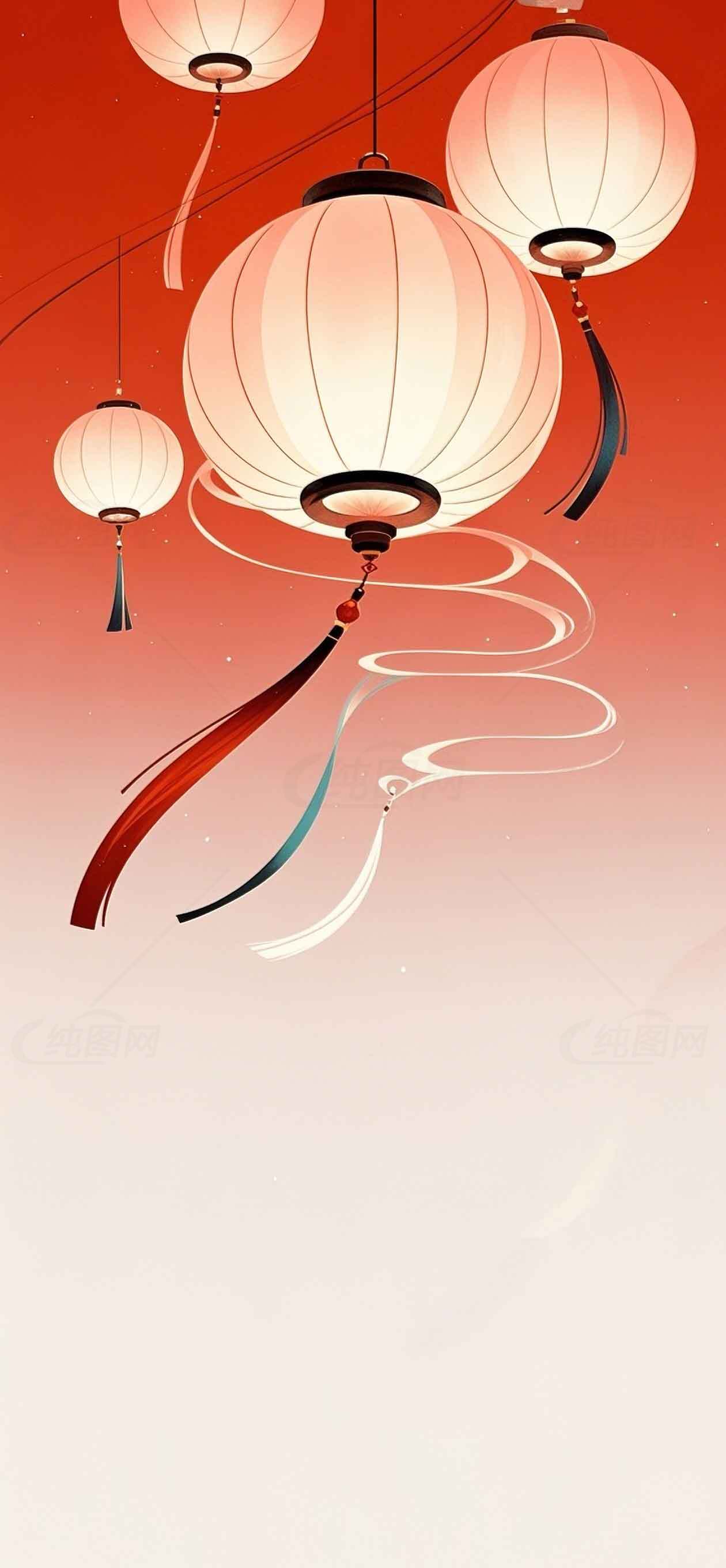 中式红色灯笼背景图片素材