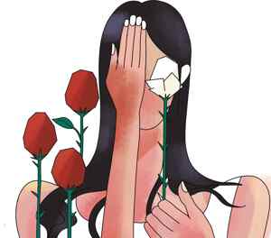 玫瑰与女性主题插画艺术作品