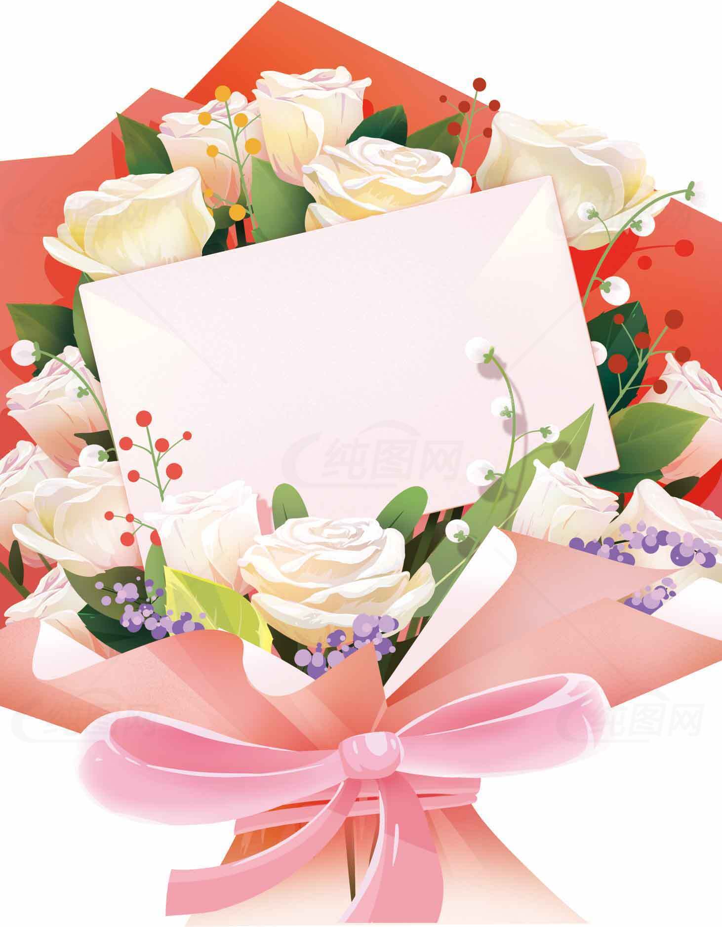 浪漫玫瑰花束贺卡图片素材