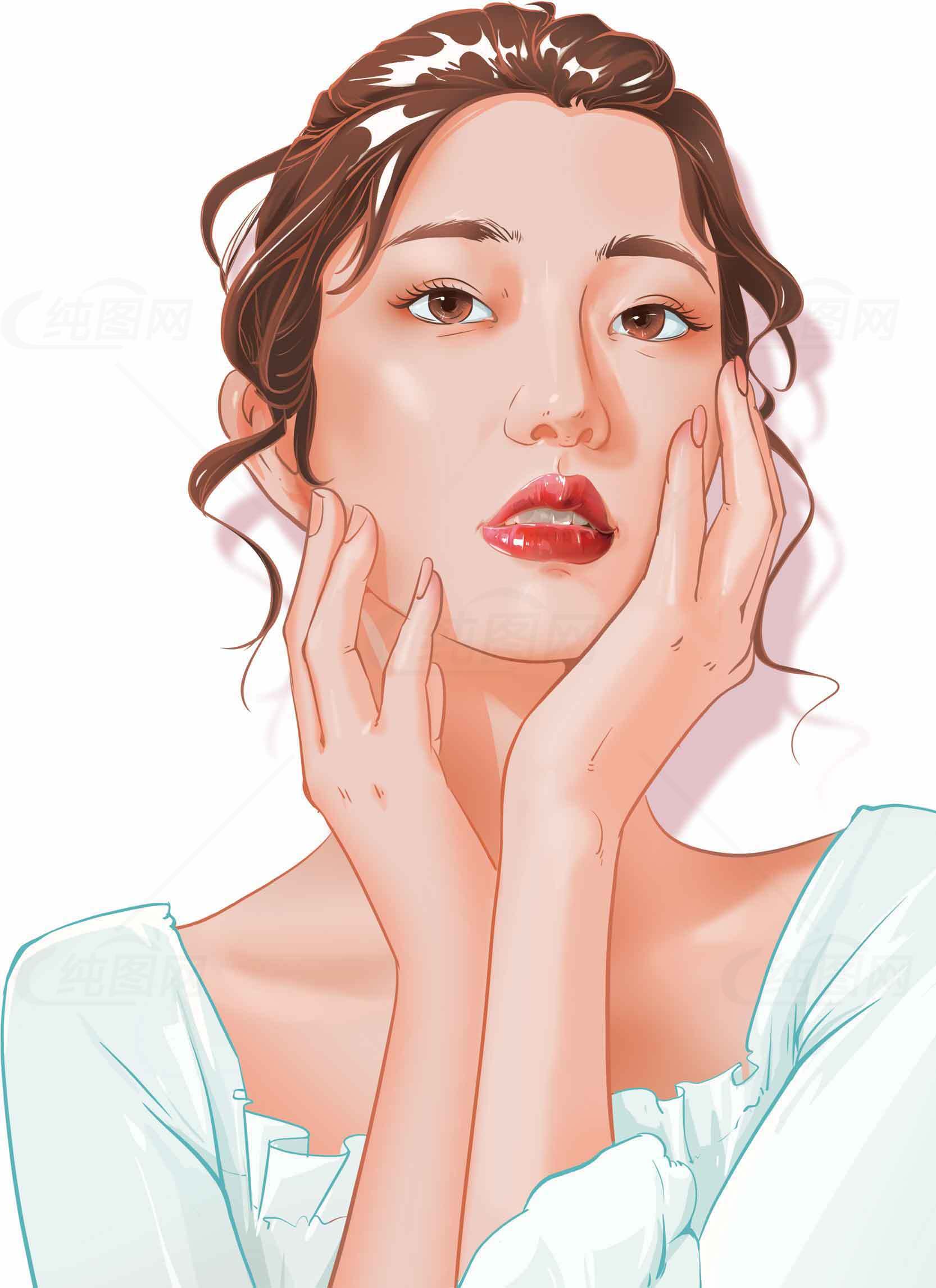 清新插画风格女性形象设计素材