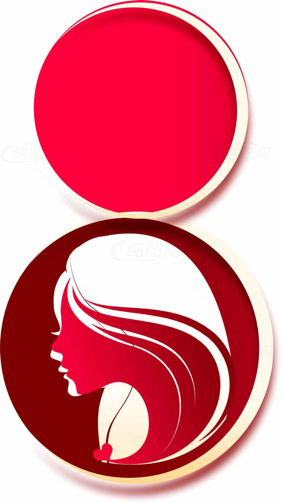 红色女性剪影艺术设计高清图片素材