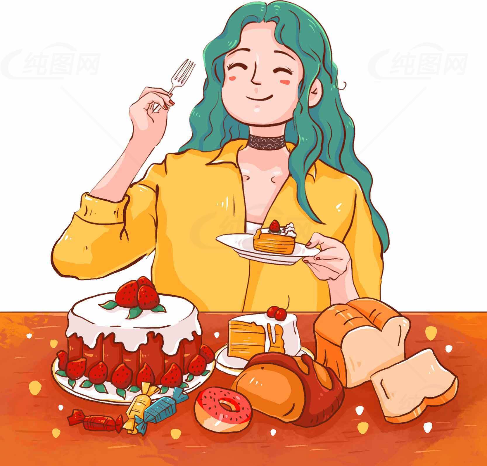 美食插画：甜点与烘焙的视觉享受素材