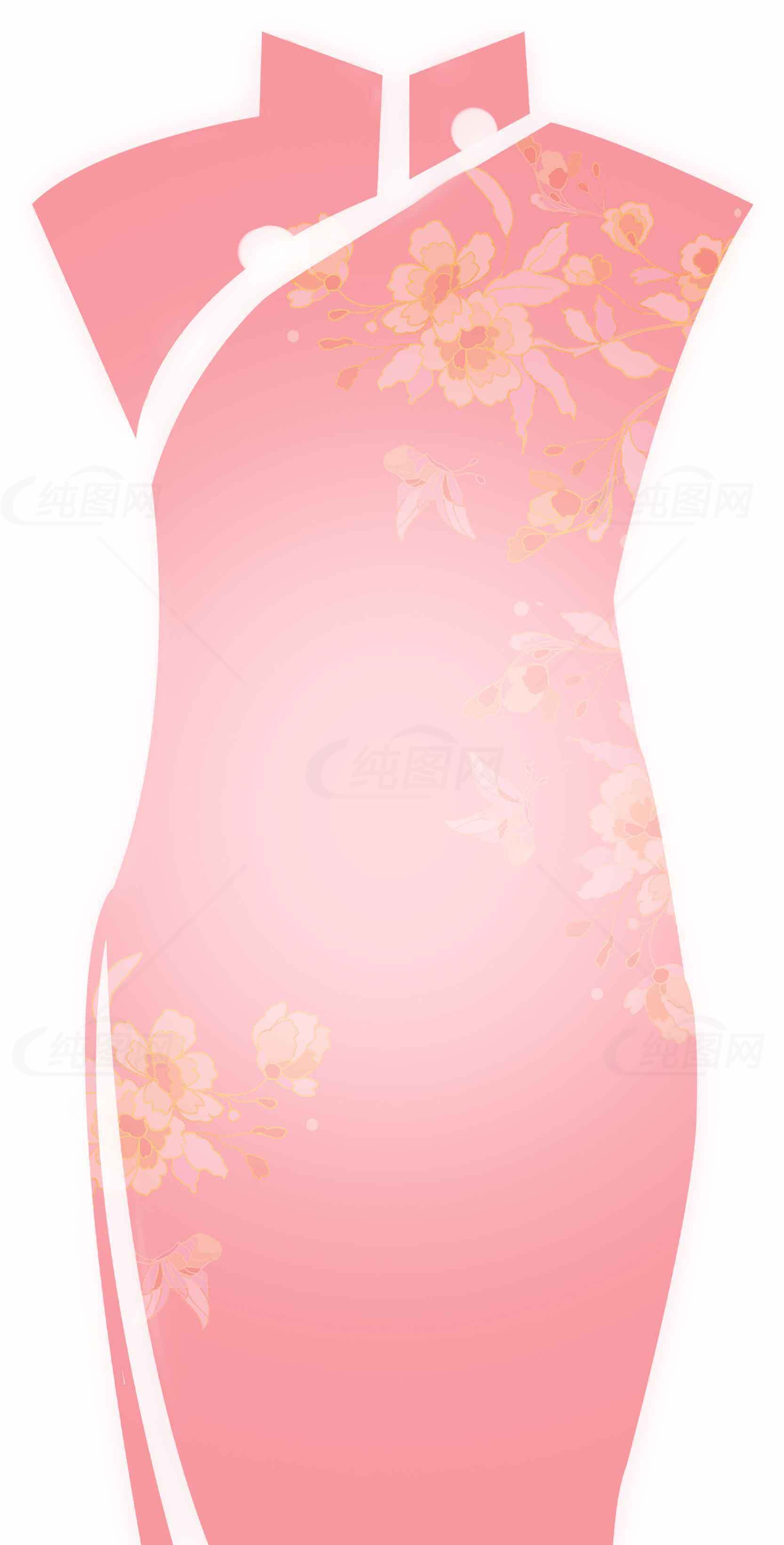 粉色旗袍插画设计素材图片