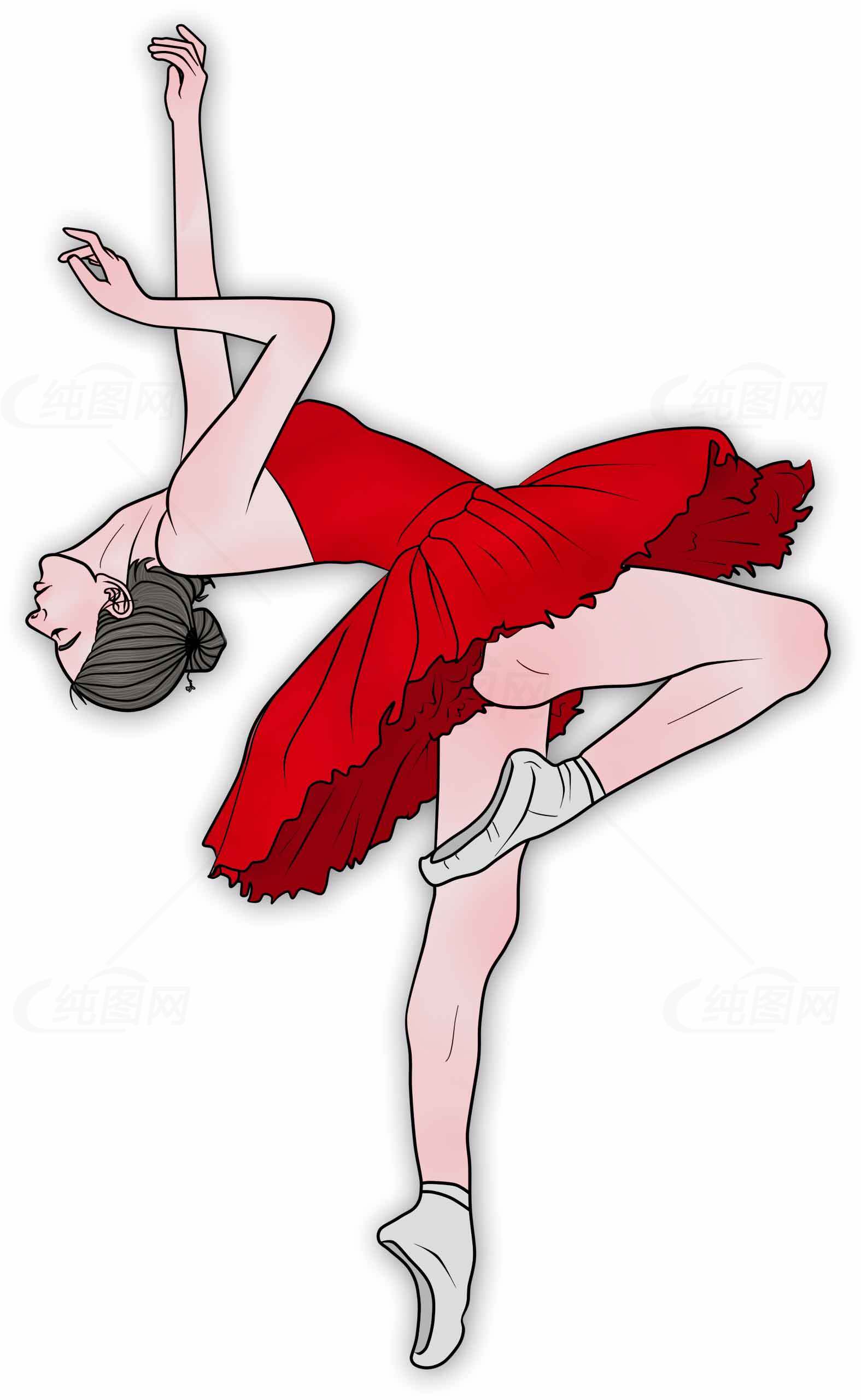 红色芭蕾舞者插画艺术图片素材