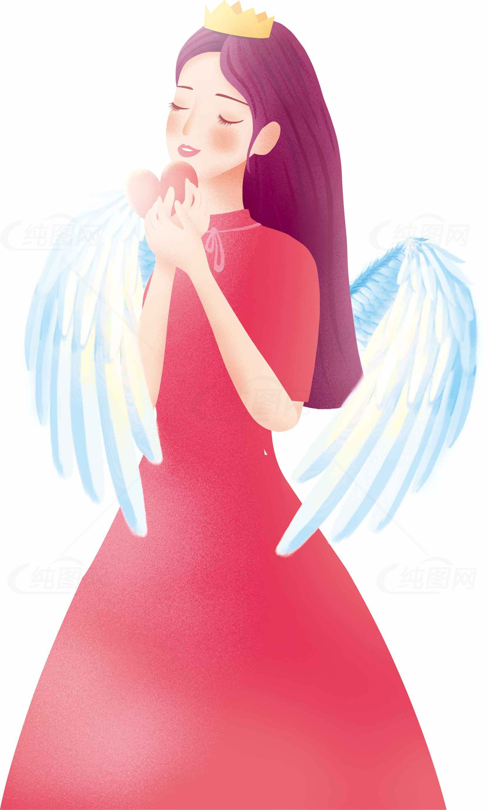 红衣天使插画图片素材