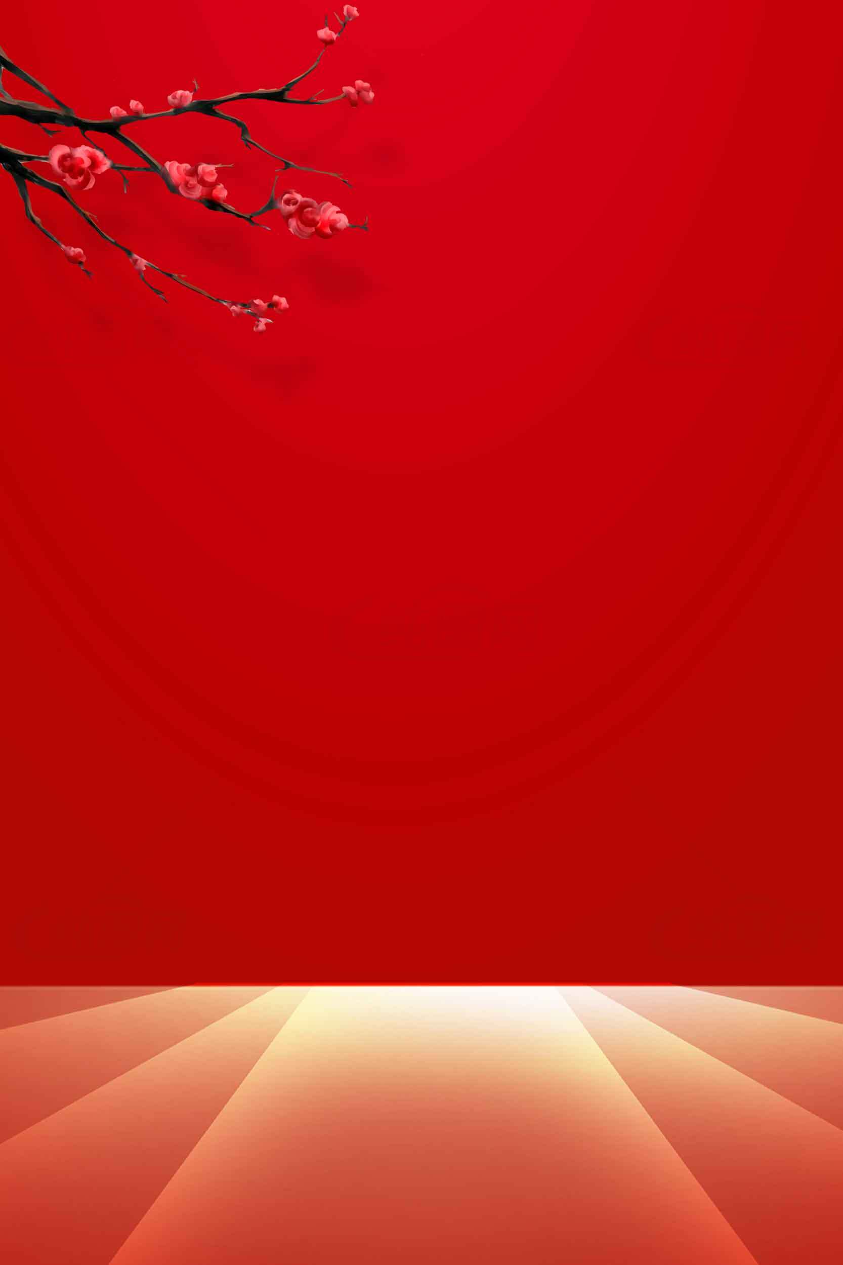 中国风红色背景图片-梅花与光影设计素材
