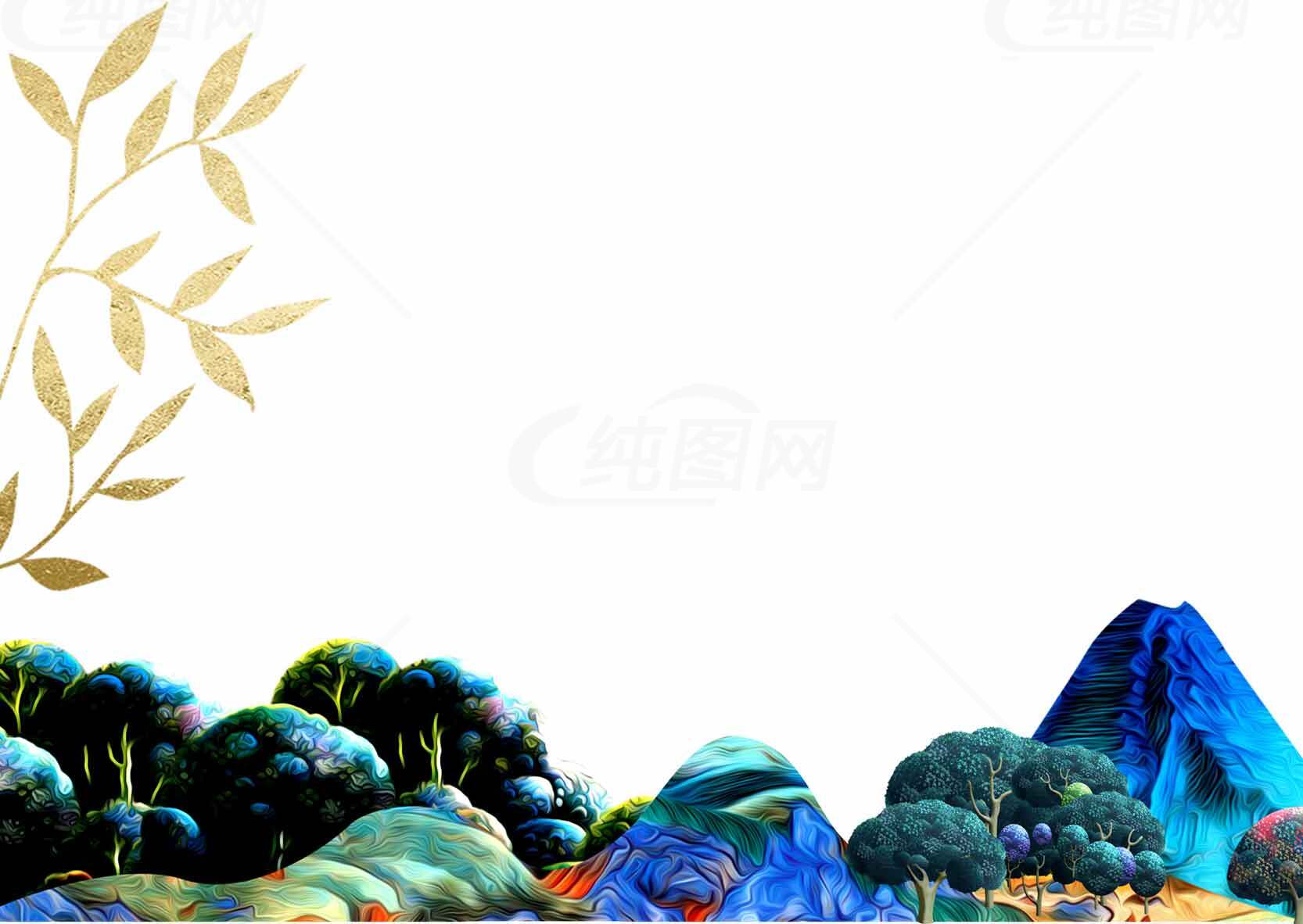 唯美手绘自然风景背景图片素材