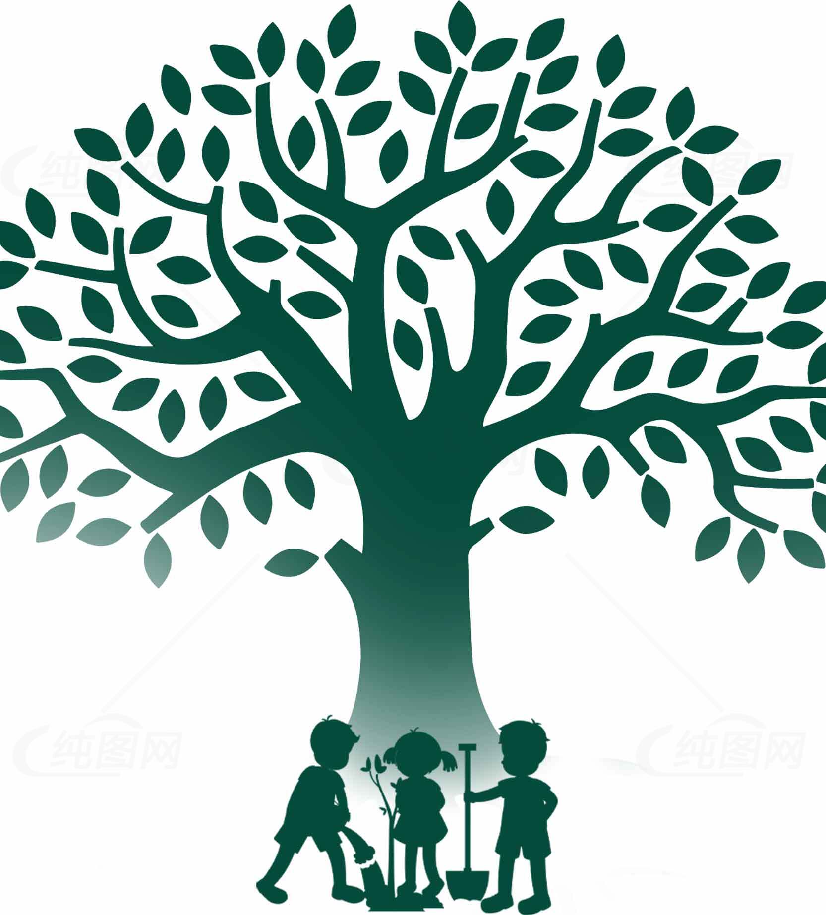 儿童环保活动：植树与自然保护素材