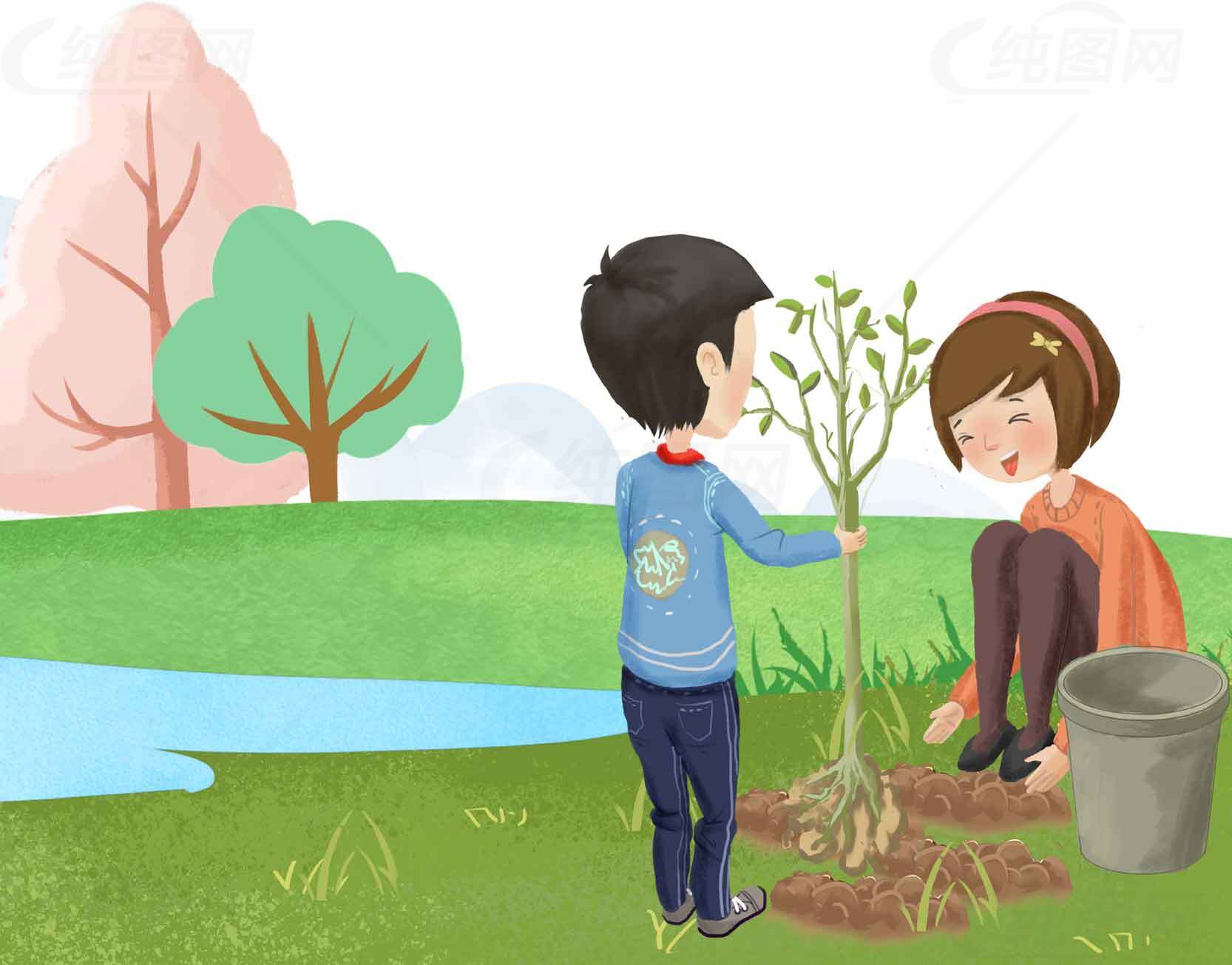 植树节亲子活动：一起种下绿色希望素材