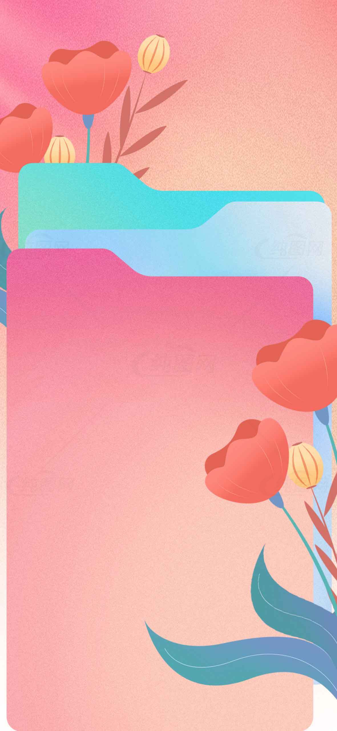 唯美花卉背景与文件夹设计图片素材