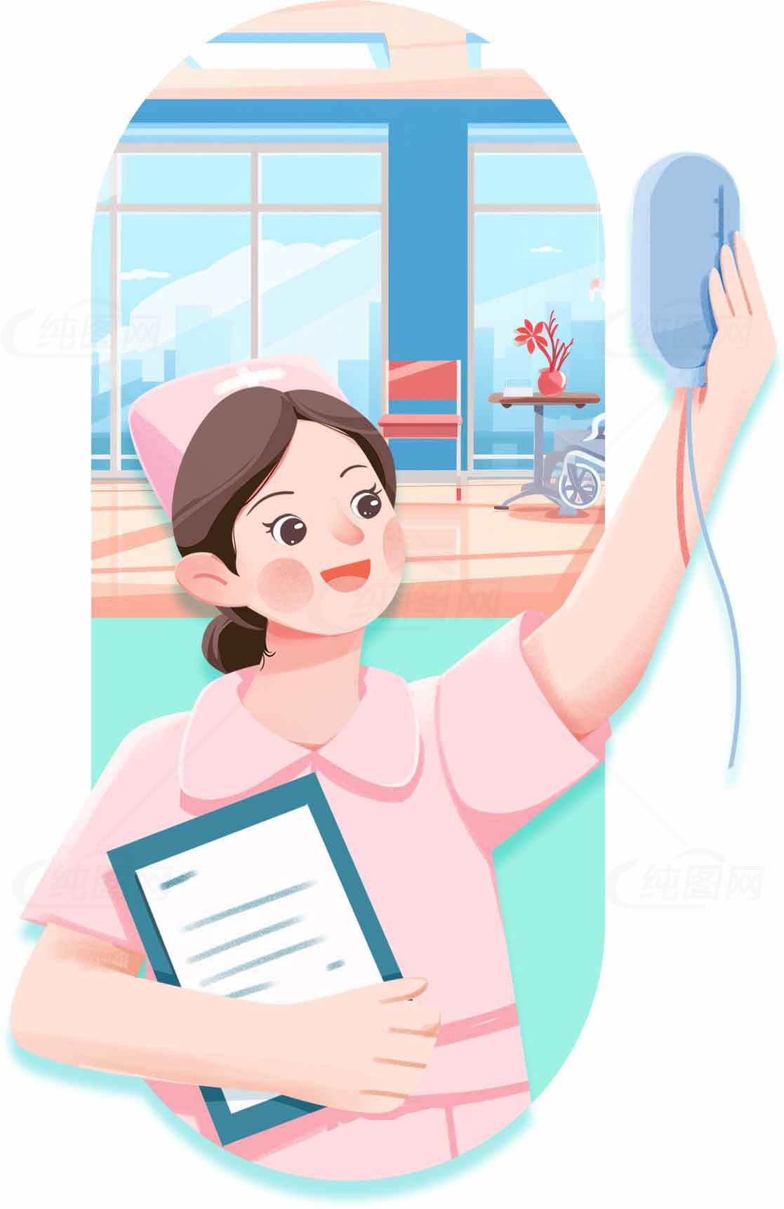 护士护理场景插画设计素材