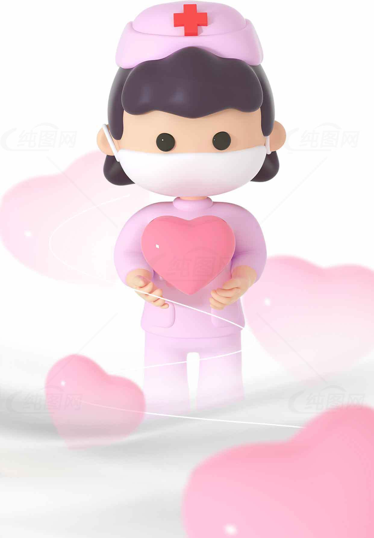 可爱护士卡通形象手捧爱心图片素材