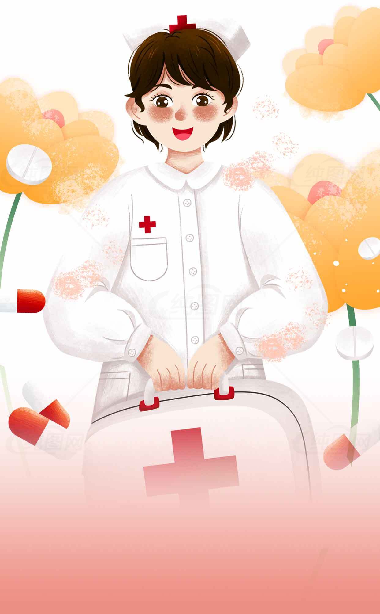 护士插画：温暖关怀与医疗主题设计素材