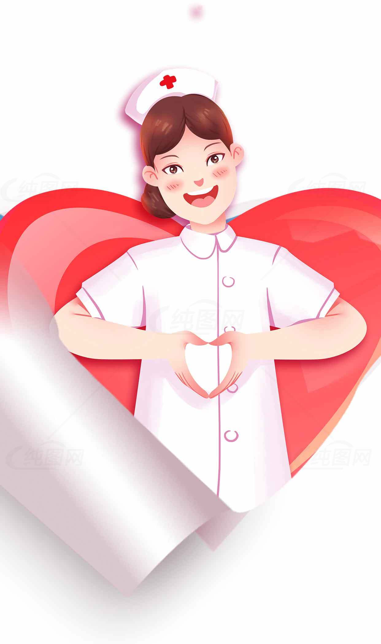 护士关怀与爱心主题高清插画图片素材