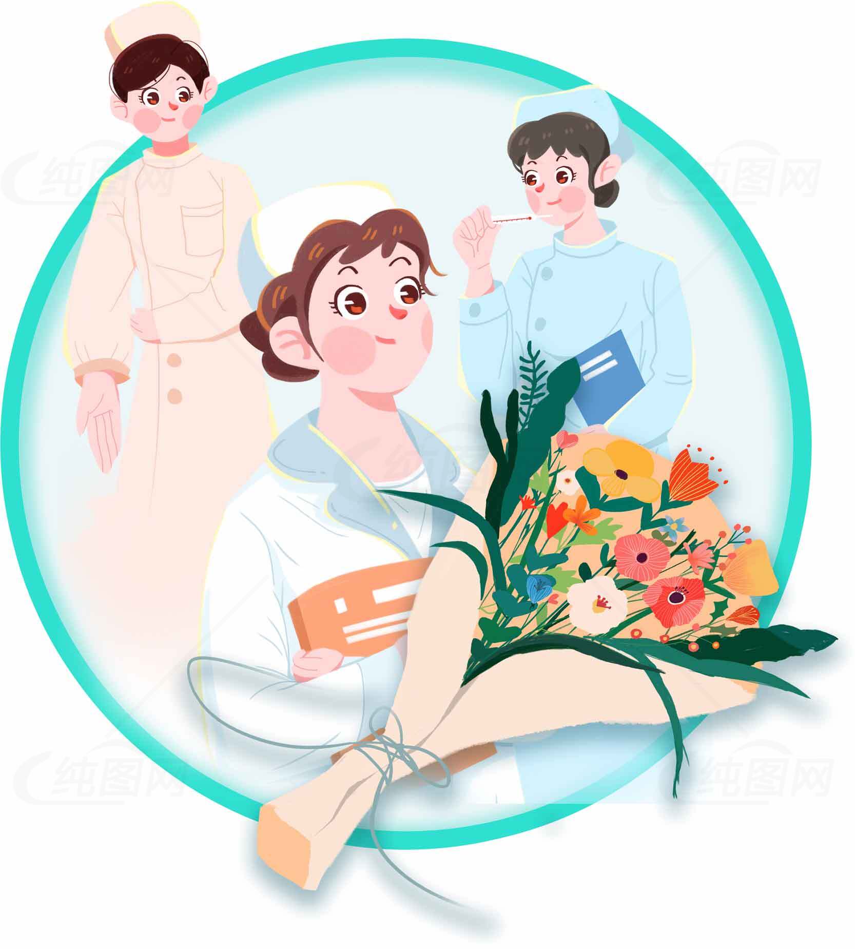 护士节插画：致敬白衣天使素材