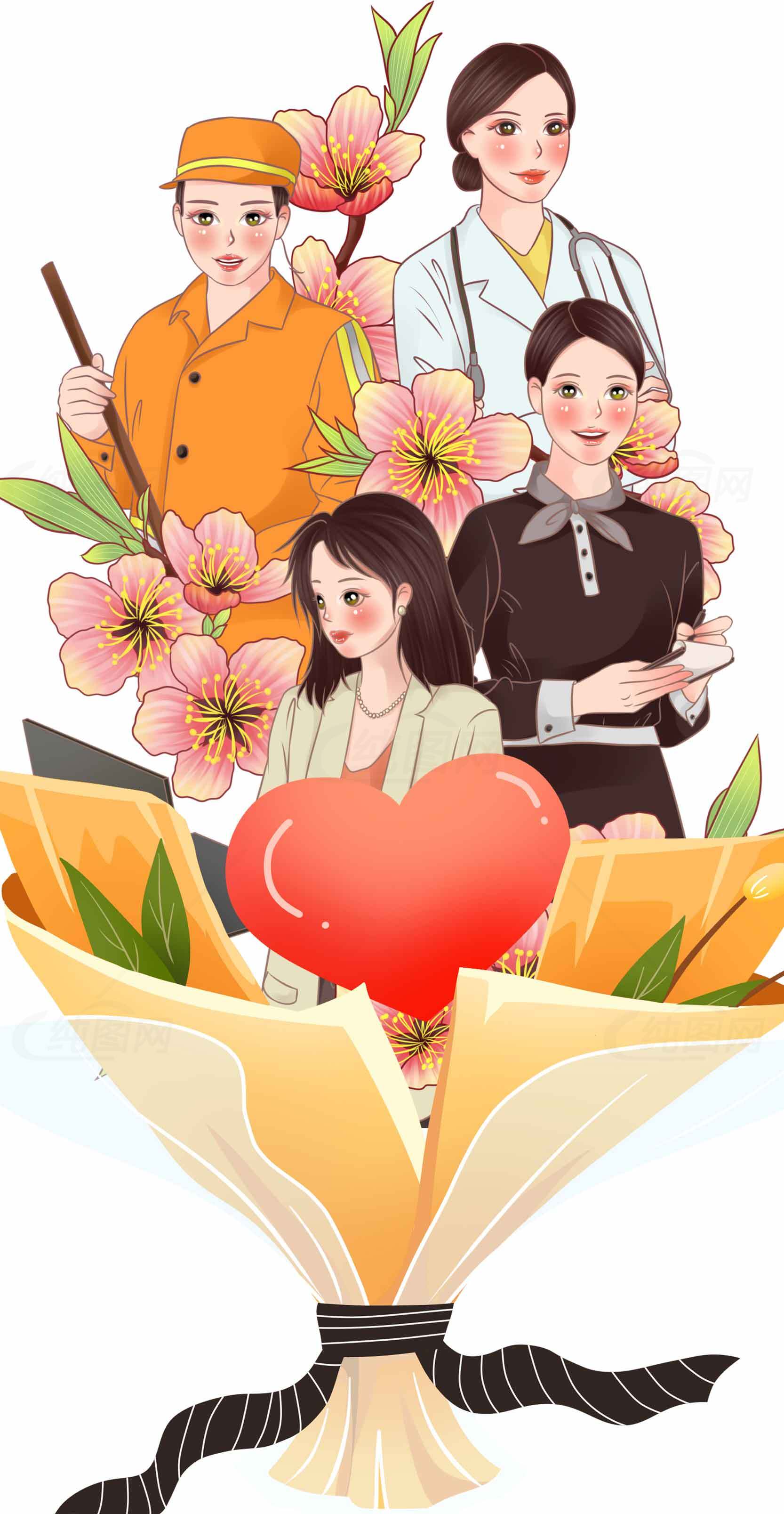 感恩职业工作者插画设计素材