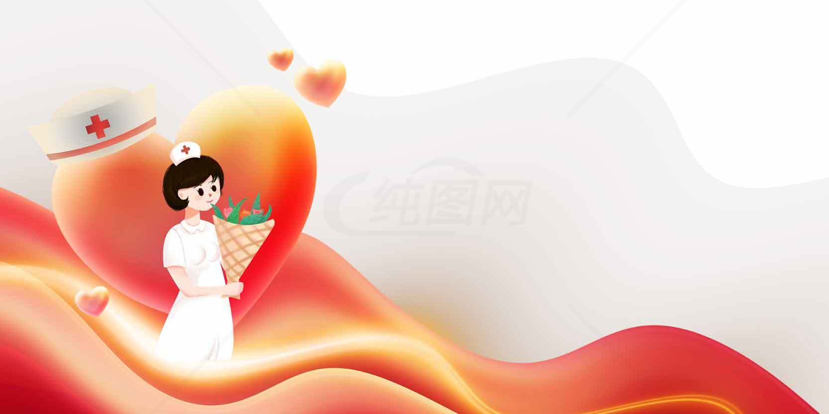 护士节温馨卡通插画设计素材