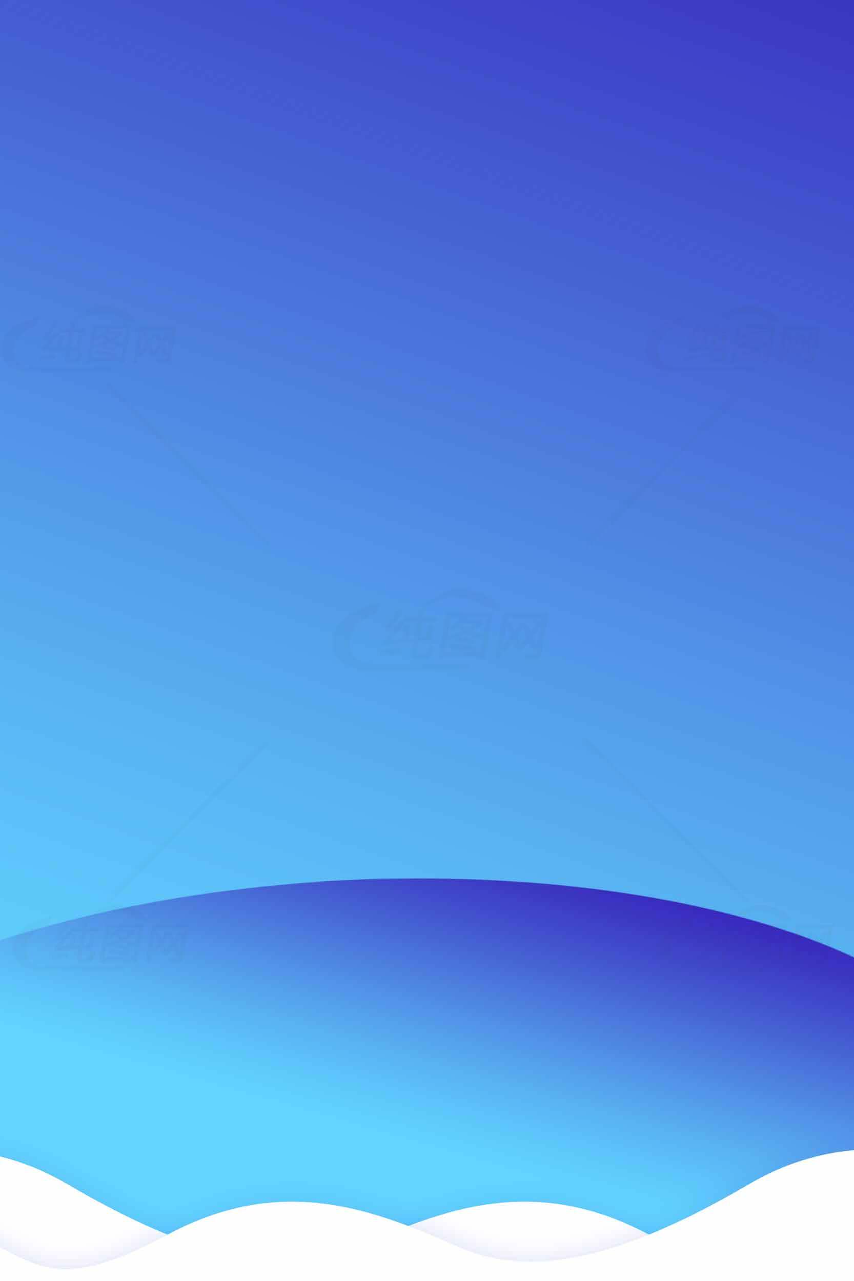 蓝色渐变背景与白色雪地插画设计素材