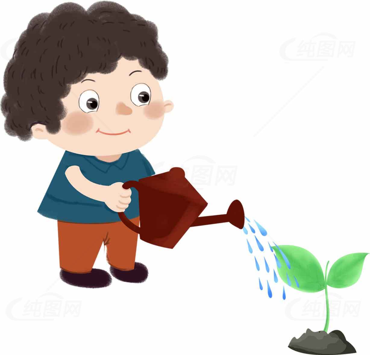 小朋友浇水插画图片素材