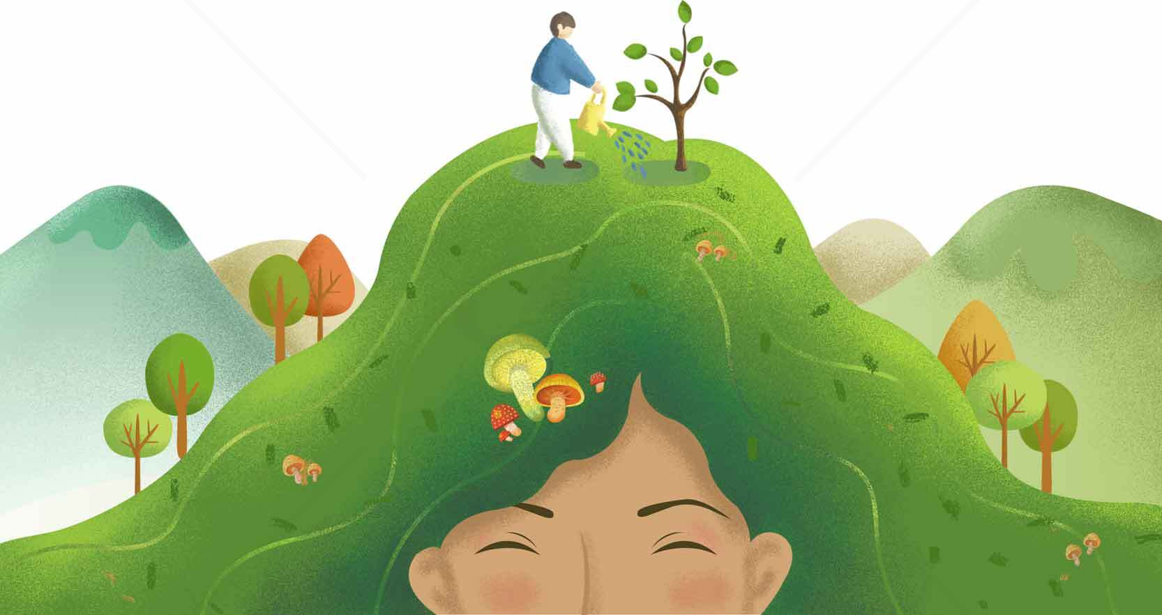 绿色环保与自然和谐插画素材