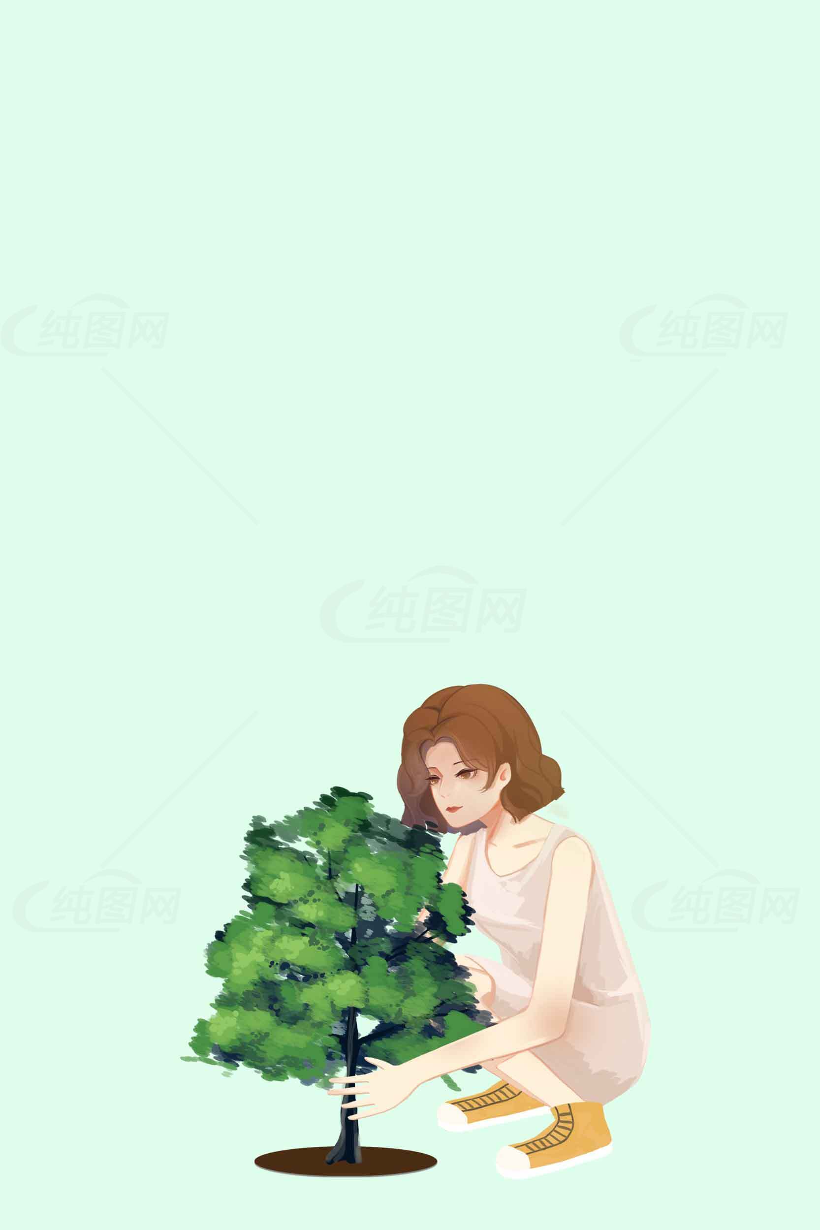 植树环保插画 | 绿色生活与自然保护素材